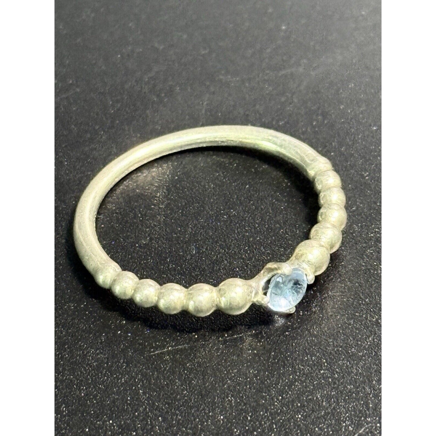 Pandora Sterling Silver Blue Topaz December Ring Size 9.00 M28