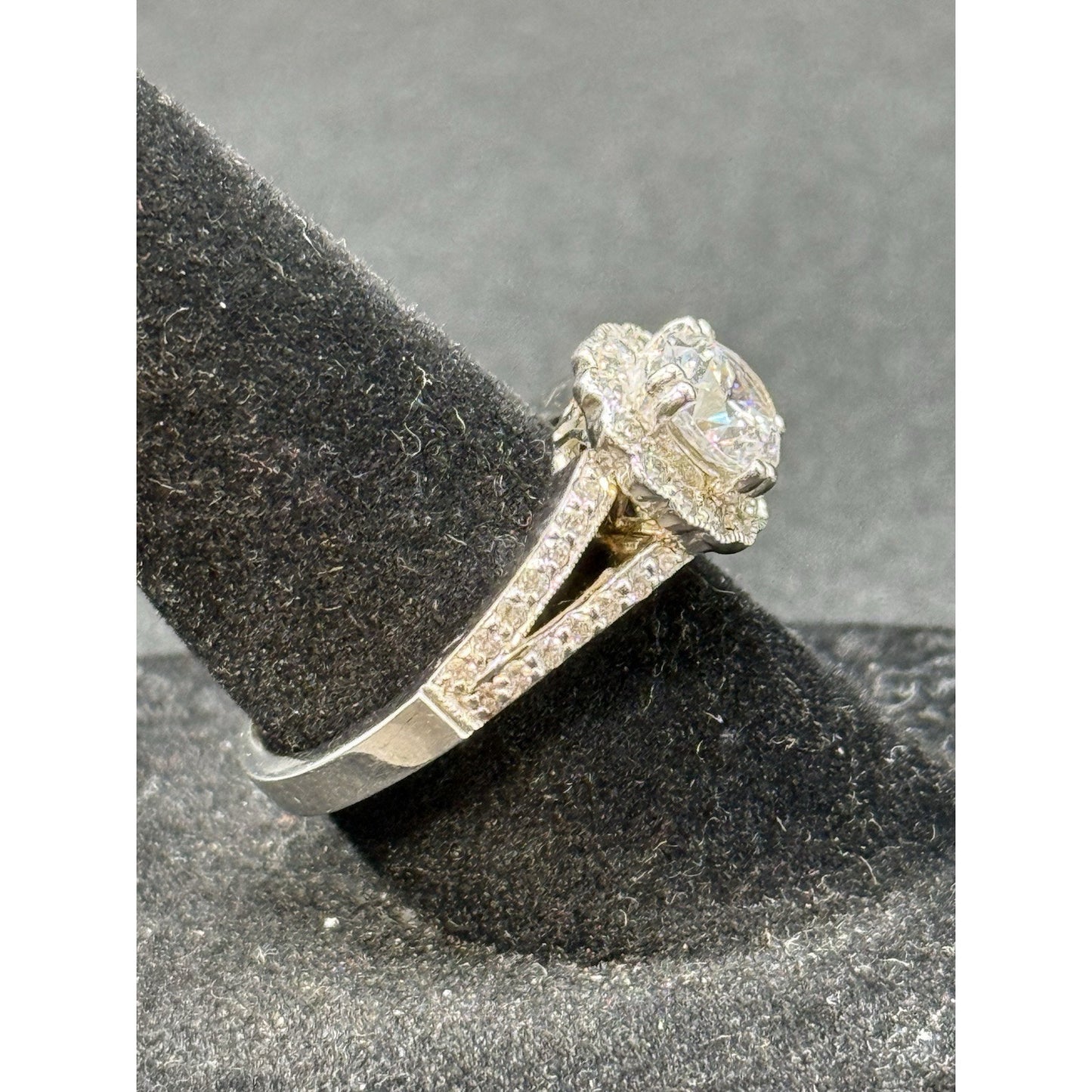 EUC Sterling Silver Cubic Zirconia Split Halo Ring Size 6.50 925 #5 P5