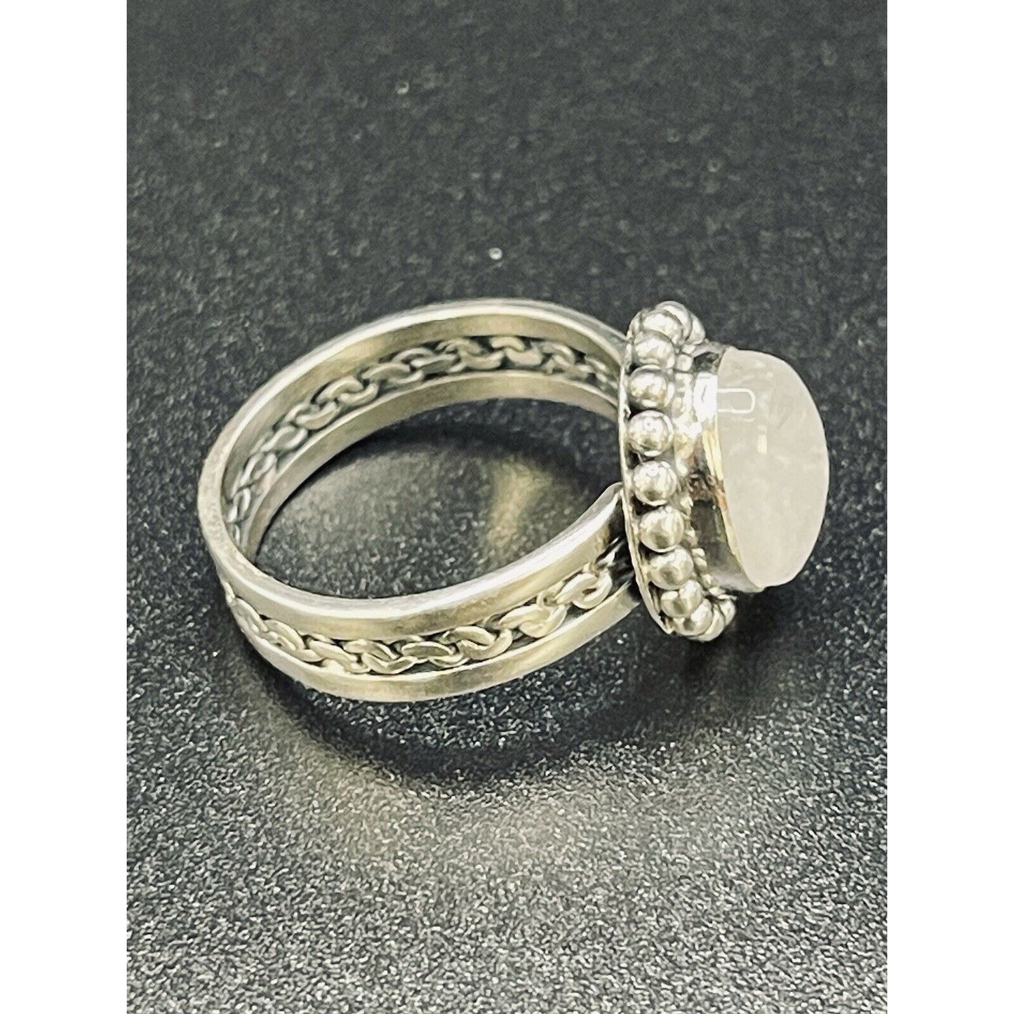 New Condition Sterling Silver Moonstone Braided Ring Size 7.00