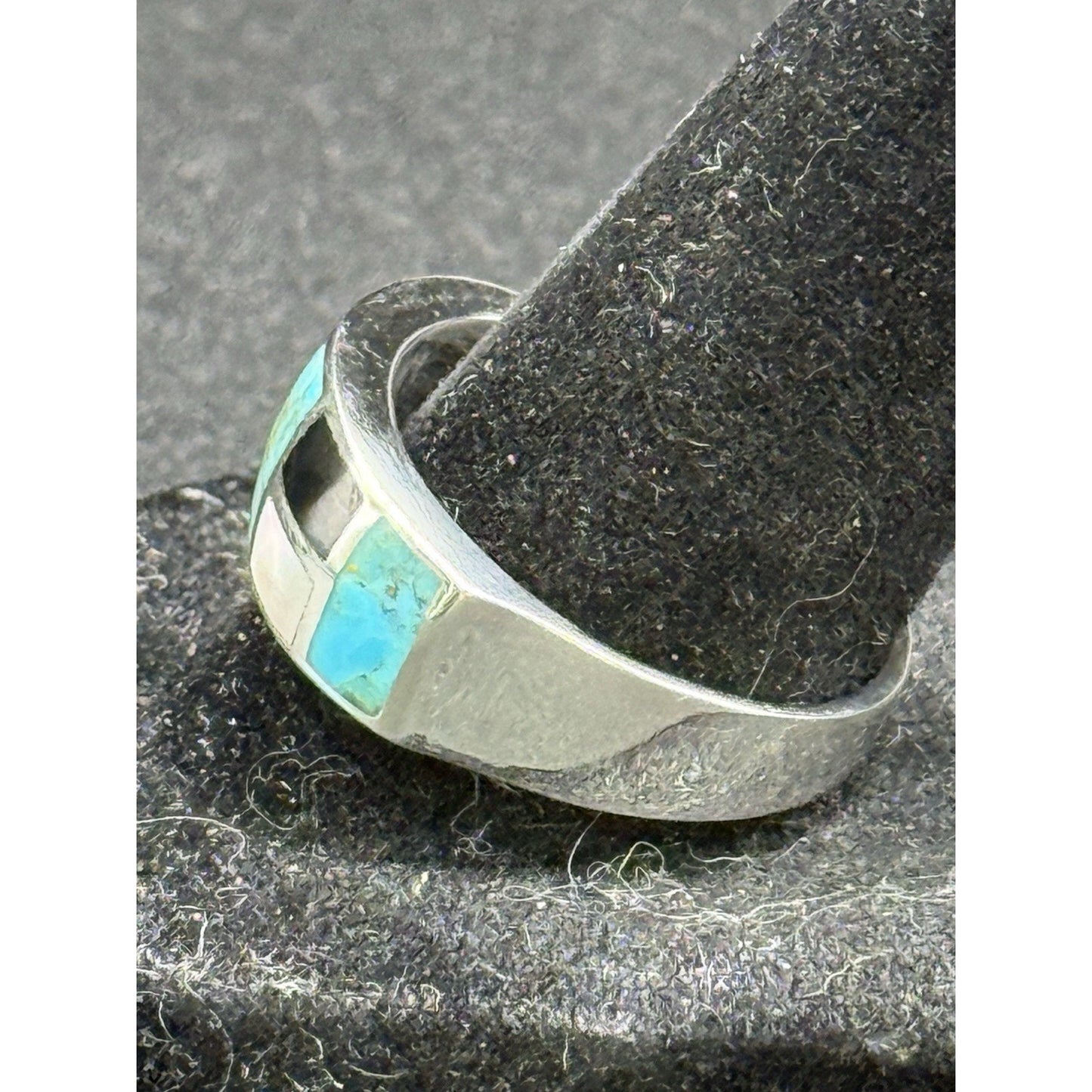 New Condition Sterling Silver Multigemstone Band Ring Size 10.00 Turquoise