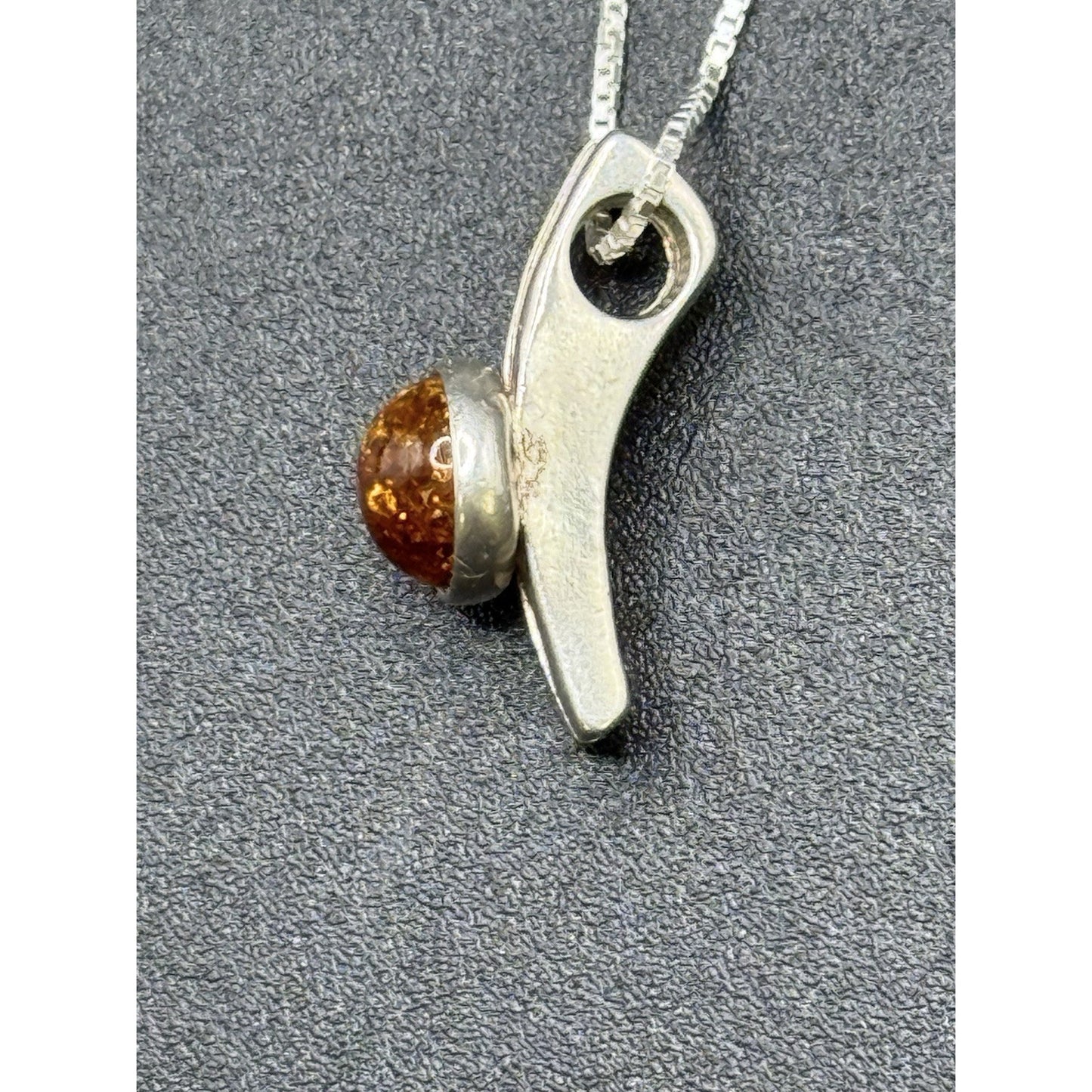 18” Sterling Silver Genuine Amber Dainty Pendant Necklace 925 P3