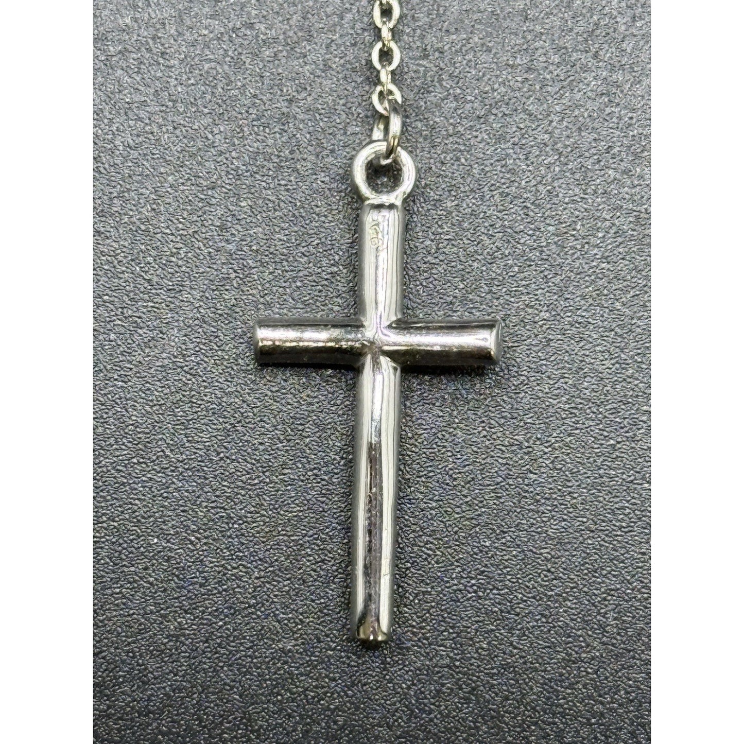 New Condition 18” Sterling Silver Bead Rosary Necklace 925