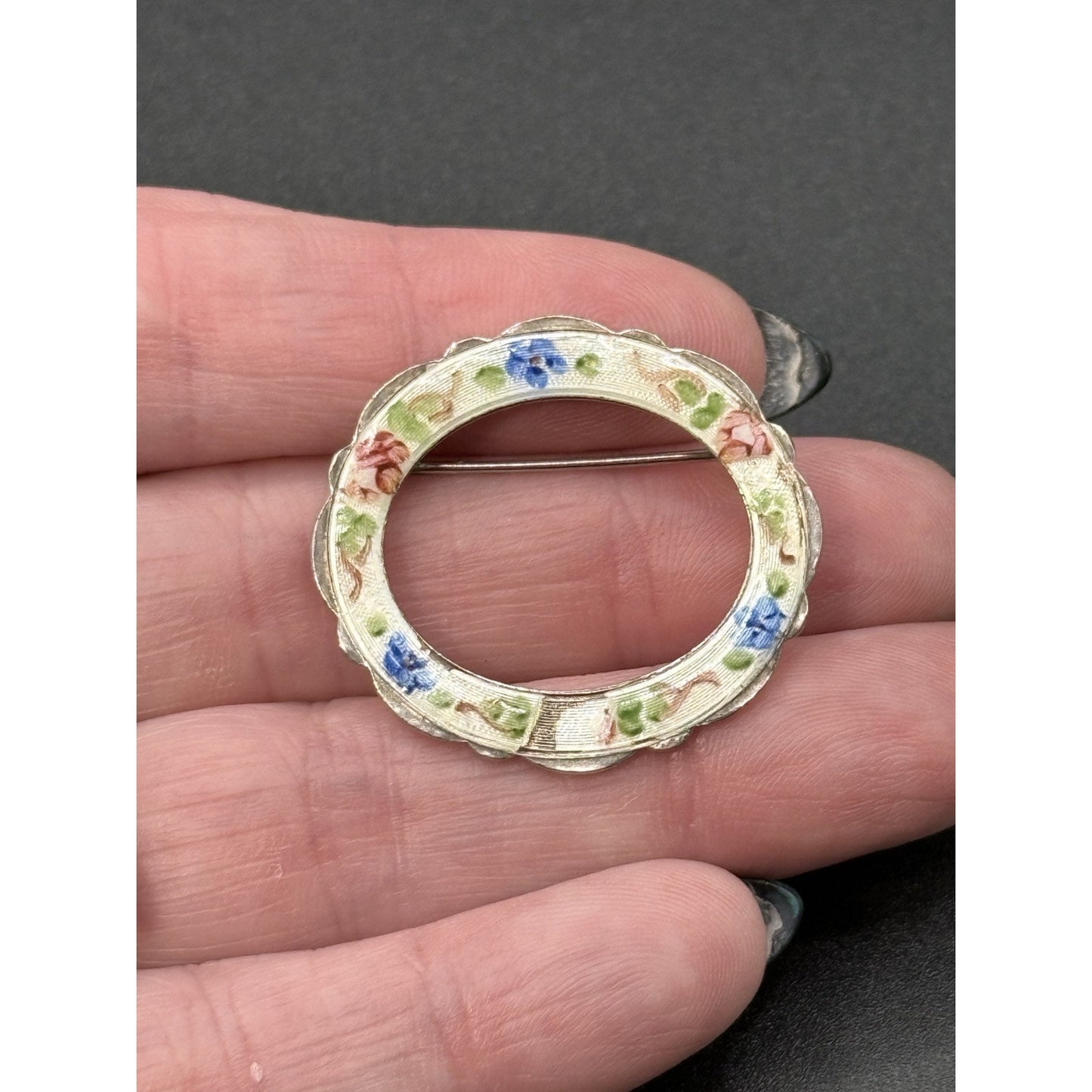 Vintage Sterling Silver Enamel LaMode Flower Brooch Pin 925 P5