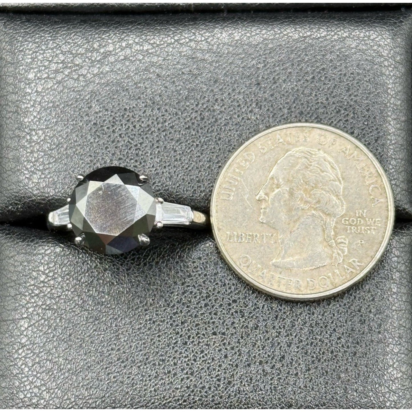 New Condition Sterling Silver Black 5 carat Moissanite Ring Size 7.00 GRA P18