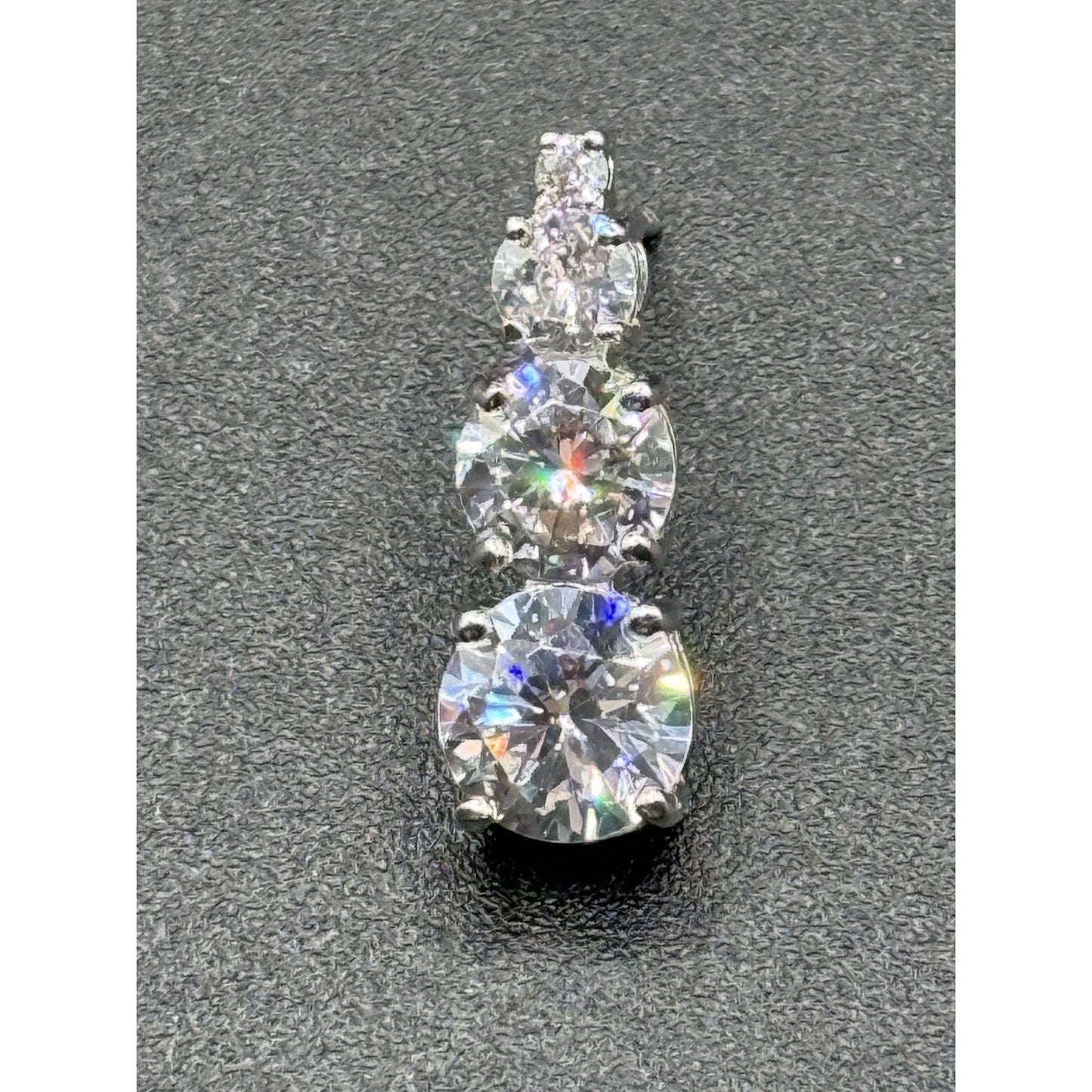 NOS Sterling Silver 3-Stone Cubic Zirconia Dangle Earrings 925 J18