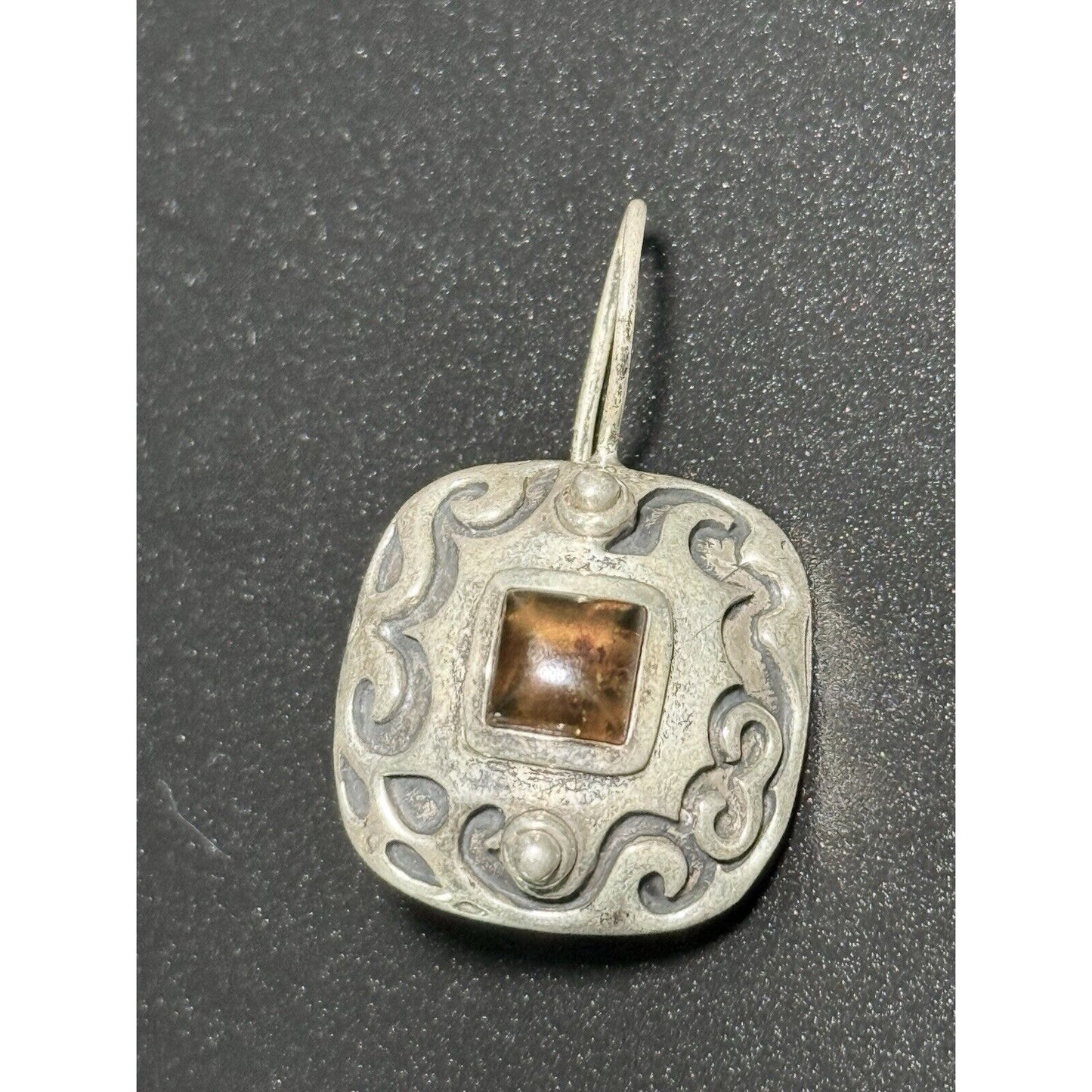 Silpada Sterling Silver Amber Scroll Dangle Earrings 925 M28