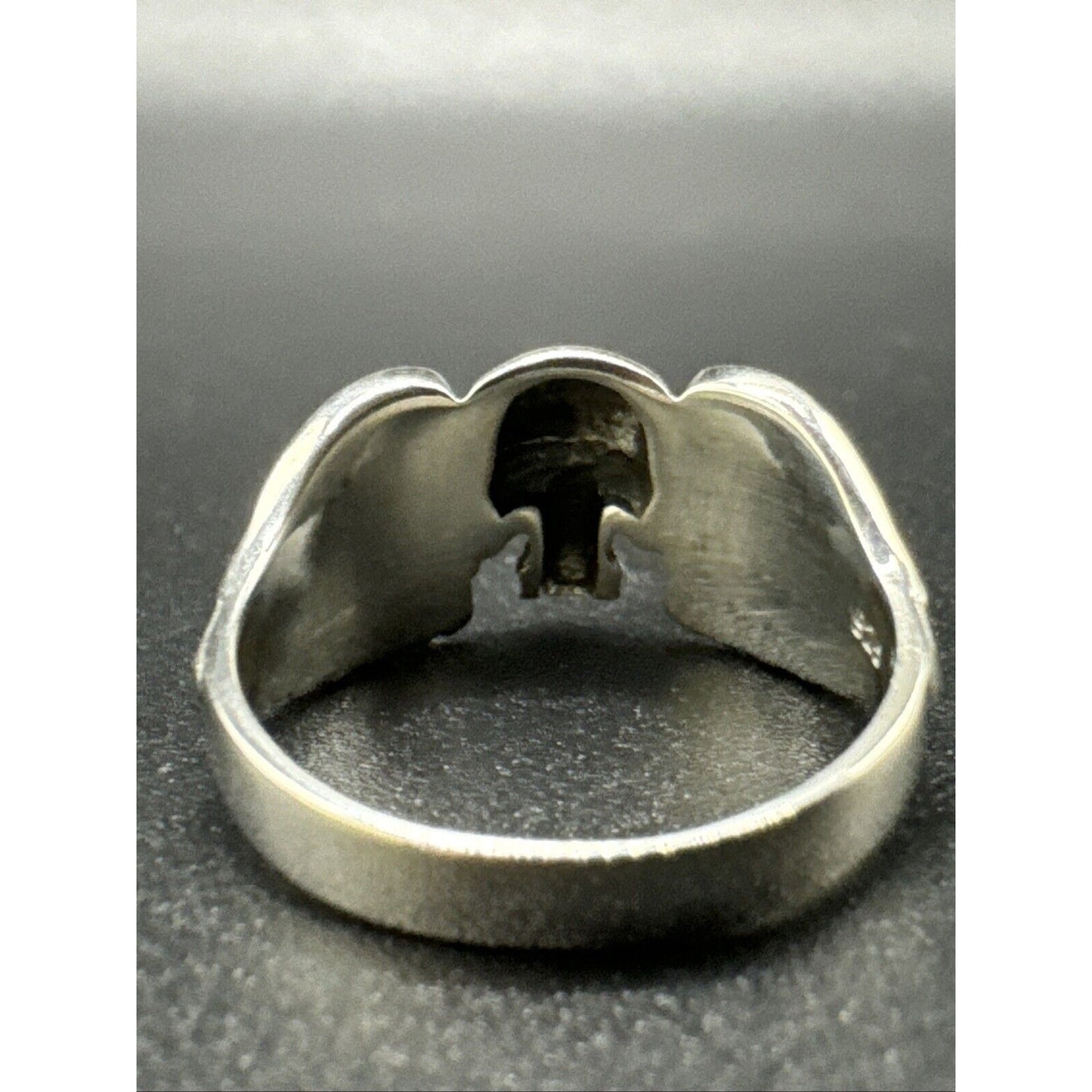 New Condition Sterling Silver Skull Wings Ring 925 Size 7