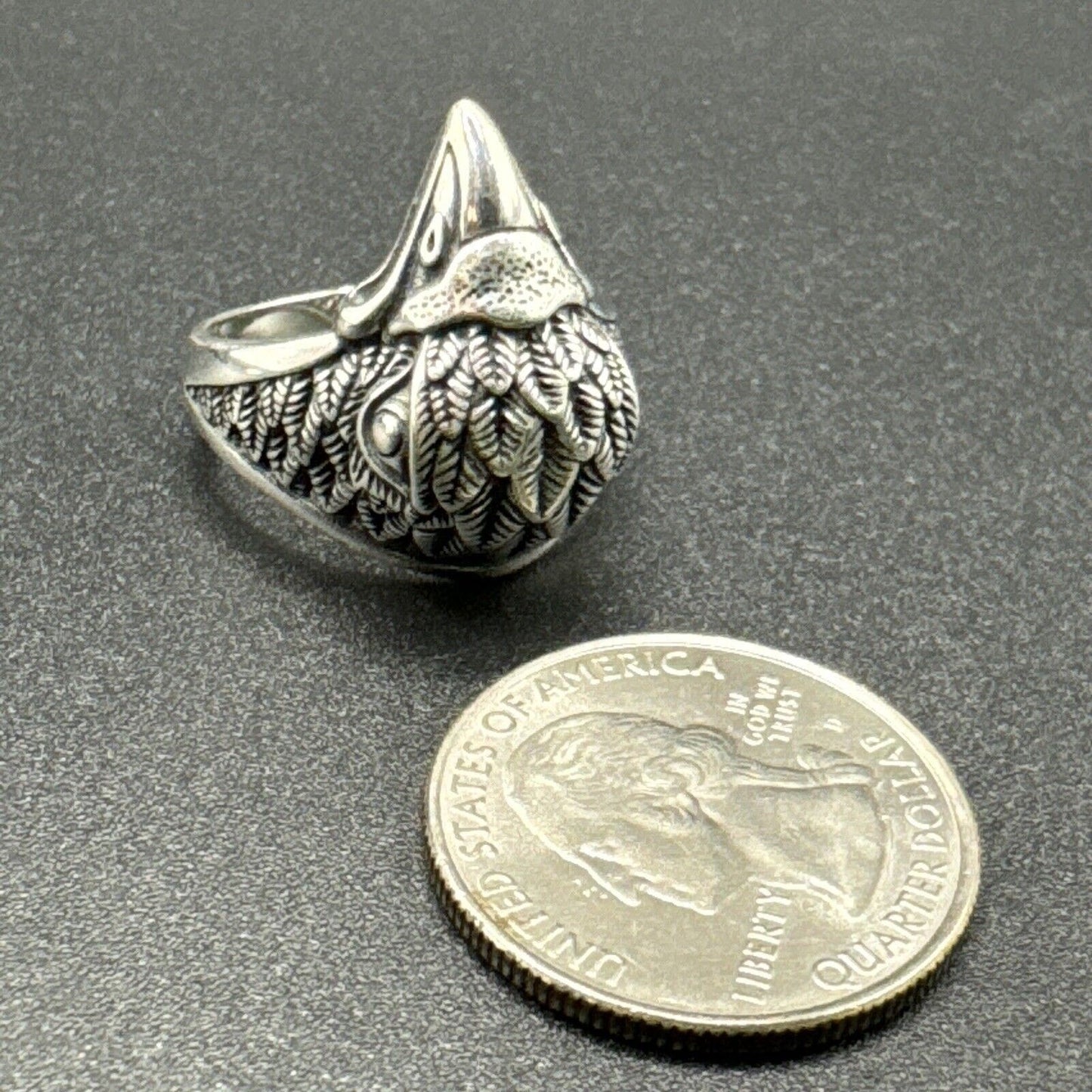 New Condition Sterling Silver Eagle Head Ring 925 Size 10