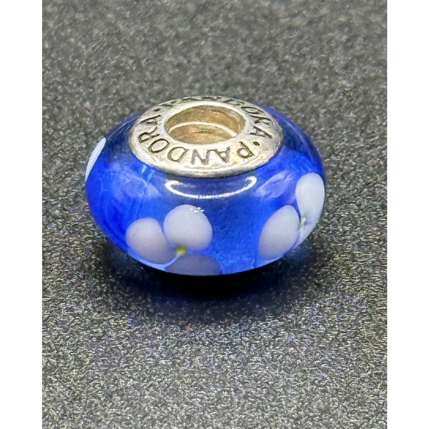 Pandora Blue Murano Glass Flower Charm N19