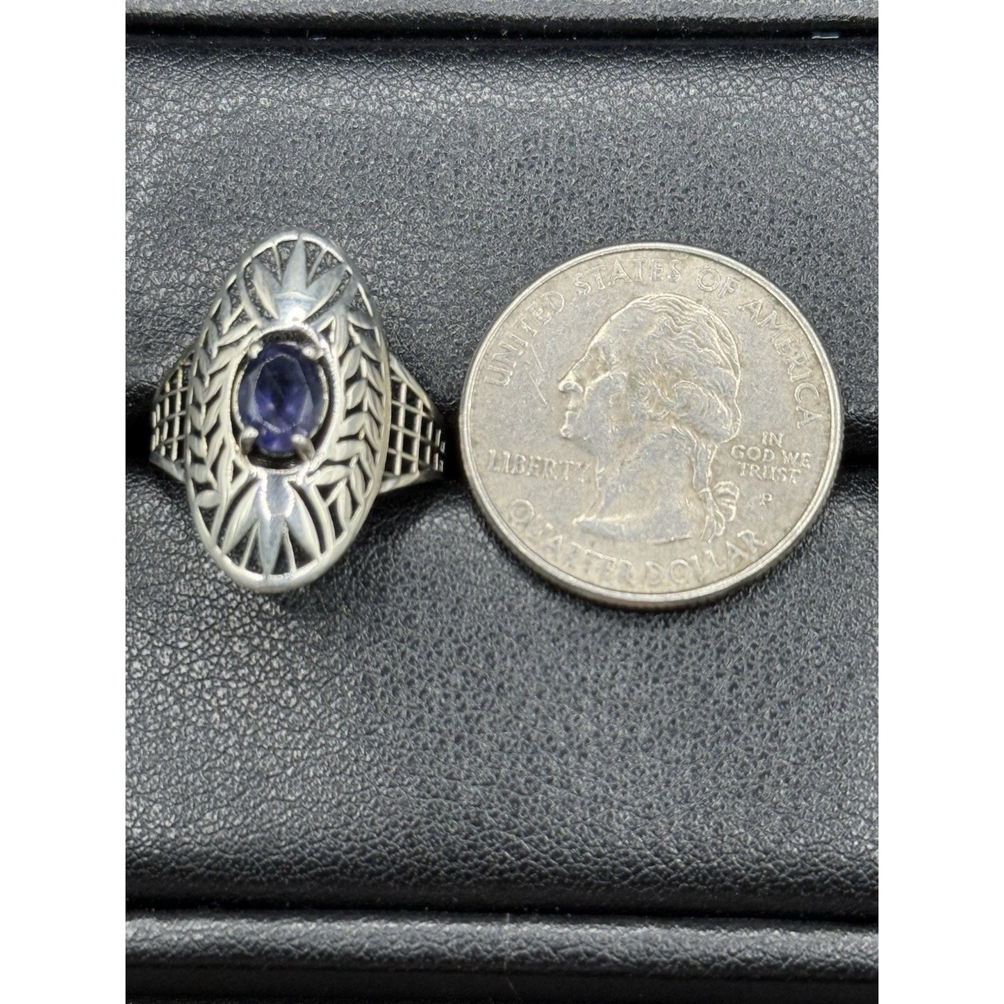 New Condition Sterling Silver Genuine Iolite Ring Size 7.50 925 P20