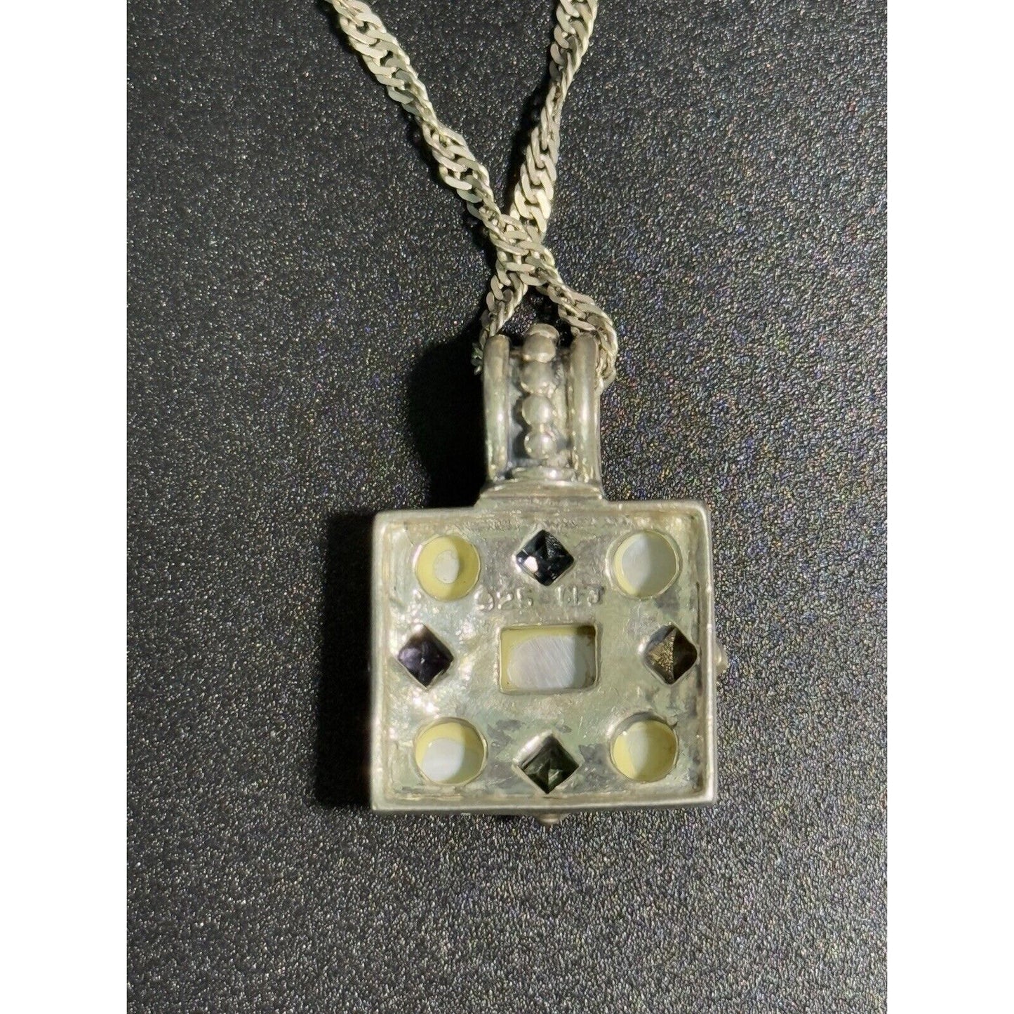 20” Sterling Silver Multi Gemstone Pendant Necklace 925 M23