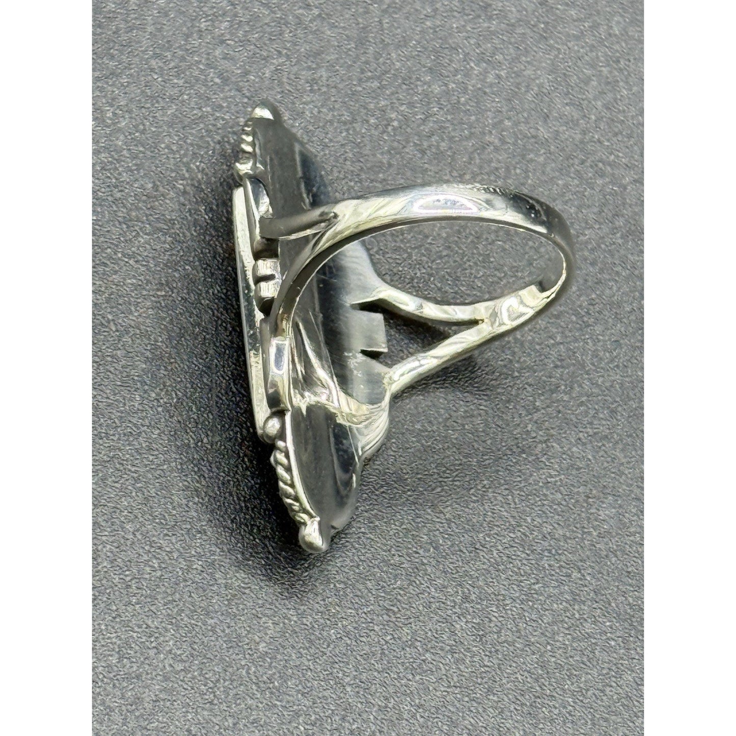 New Condition Sterling Silver Turquoise Art Deco Long Ring Size 8 925