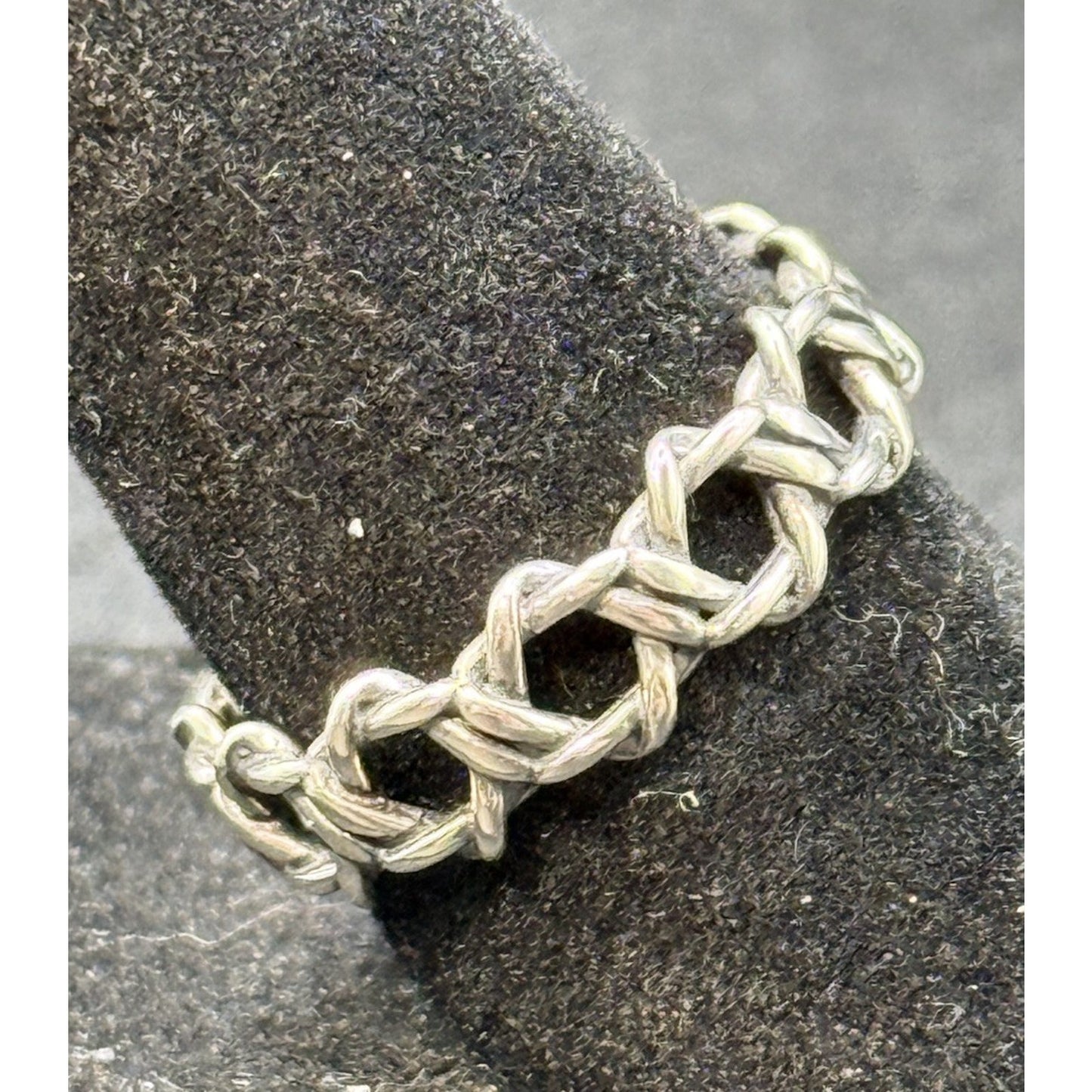 New Condition Sterling Silver Braid Open Ring Size 7.00