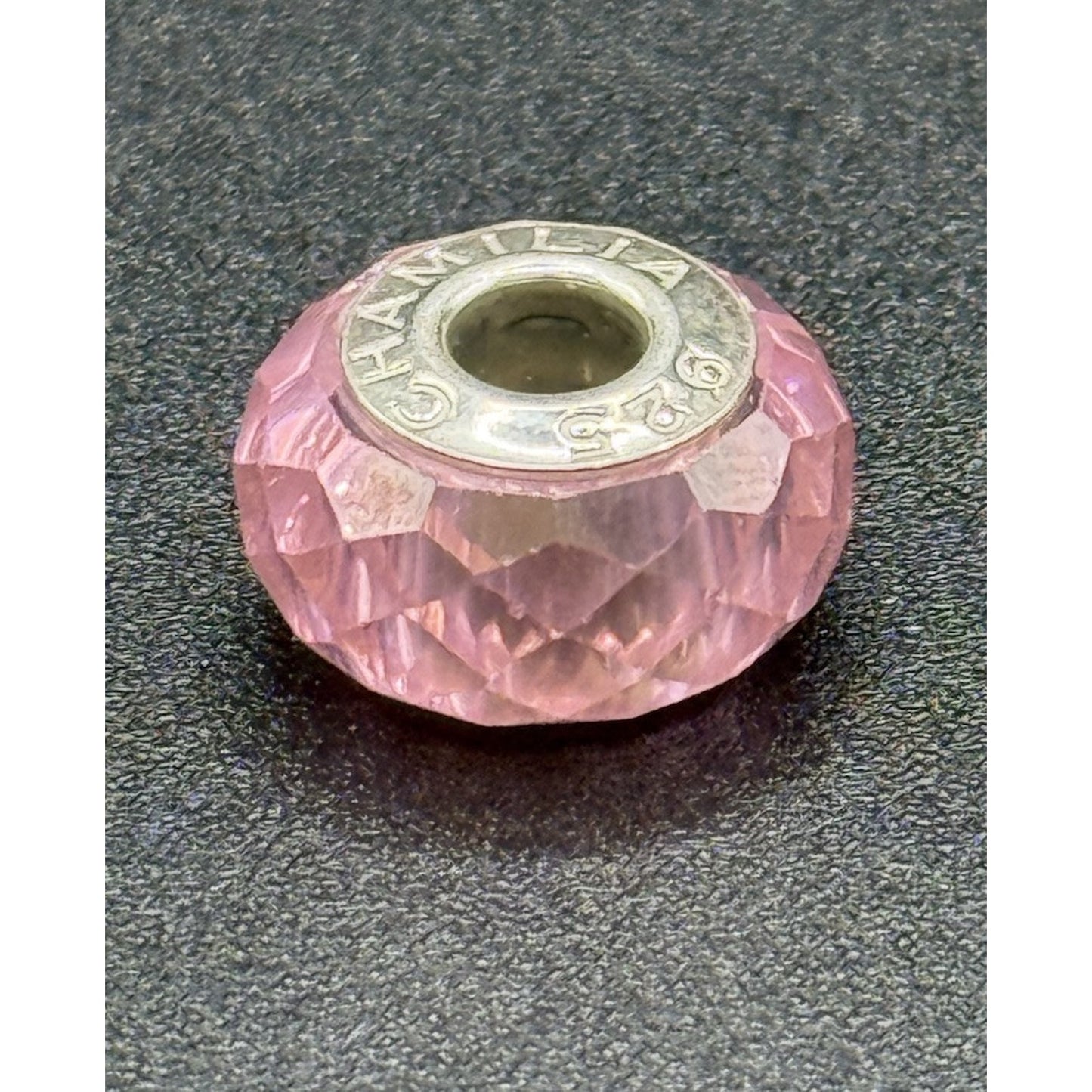 Camilla Sterling Silver Pink Glass Faceted Charm P11
