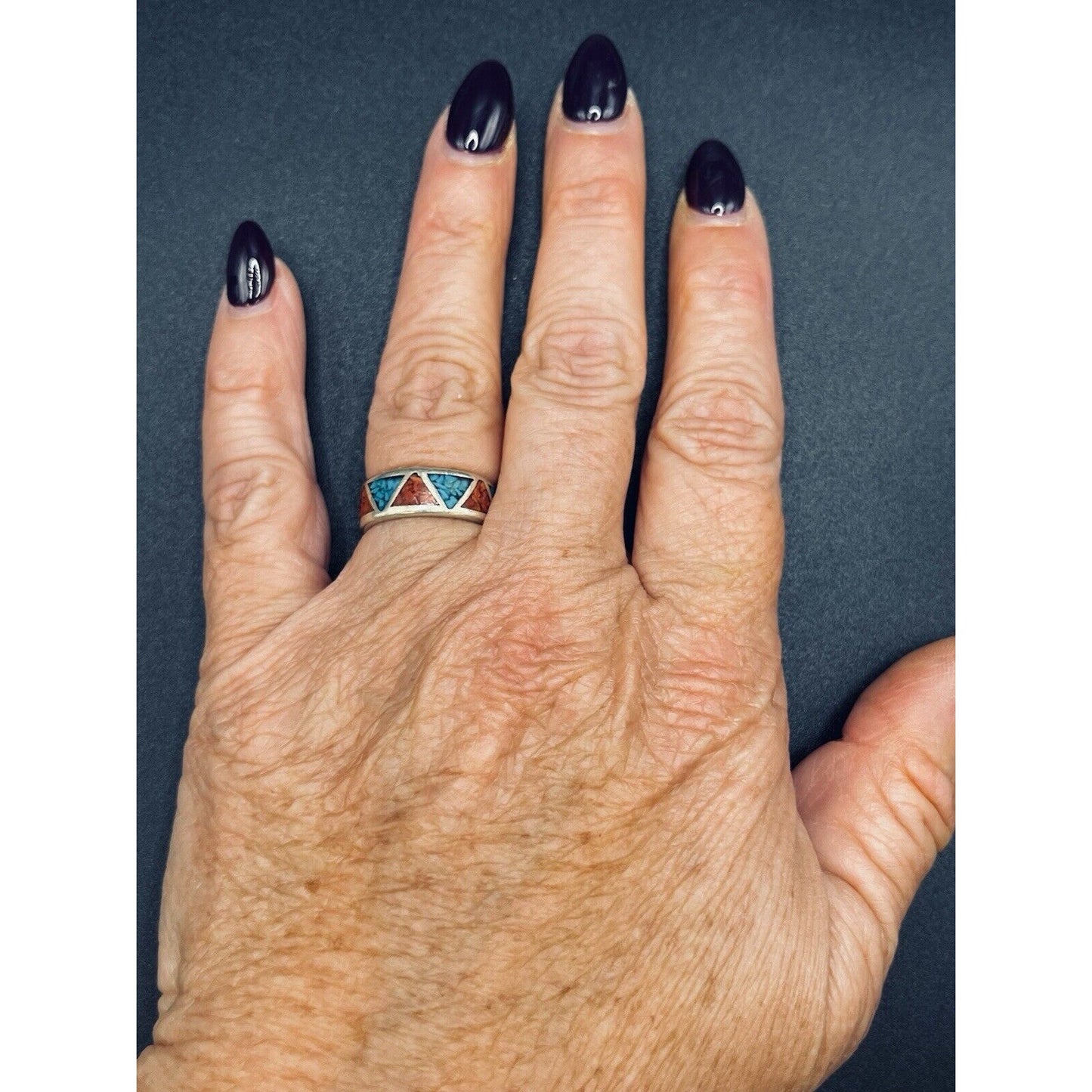 Carolyn Pollack Sterling Silver Turquoise Inlay Ring Size 6.00 K13