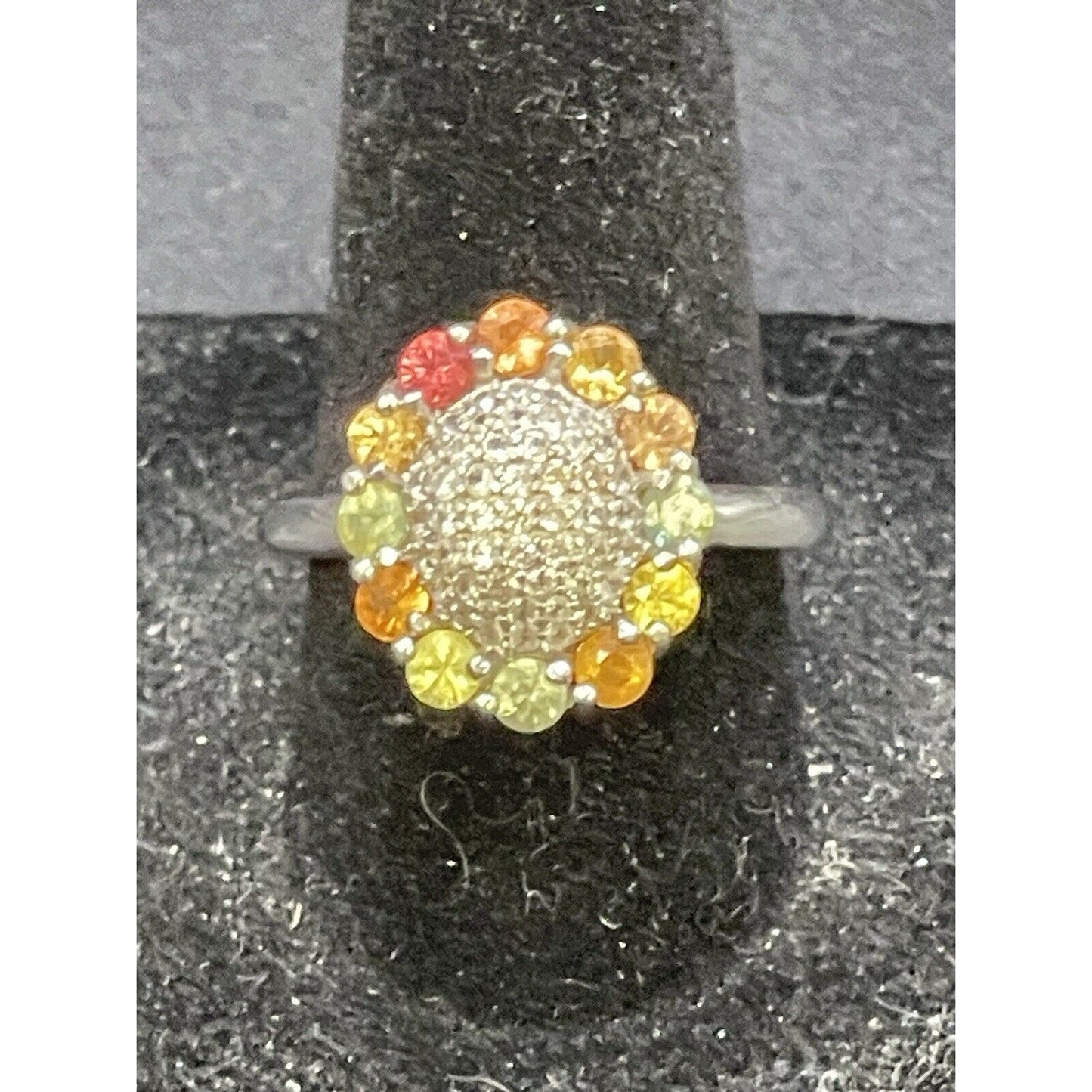 Sterling Silver Genuine Gemstone Ring Size 7.75 925 K18