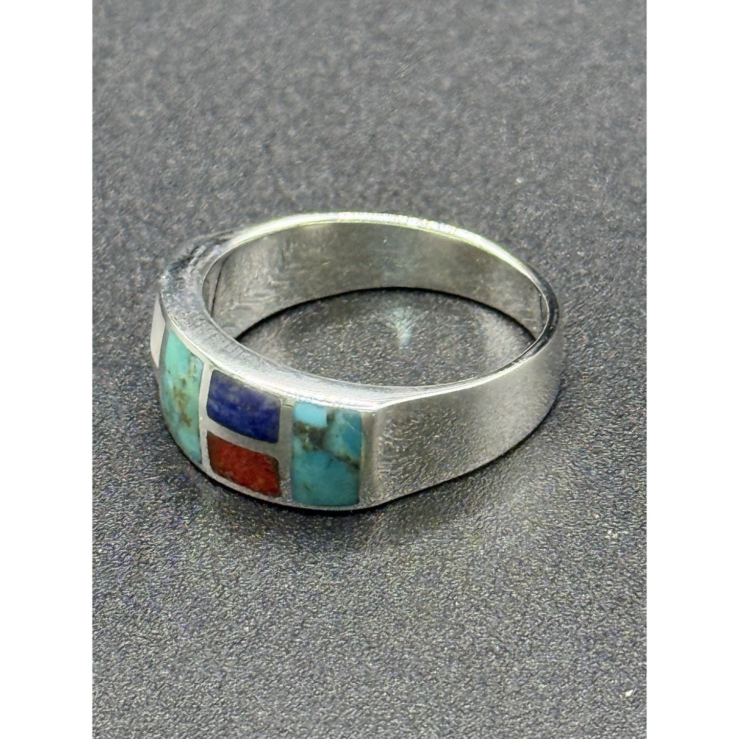 New Condition Sterling Silver Multigemstone Band Ring Size 10.00 Turquoise