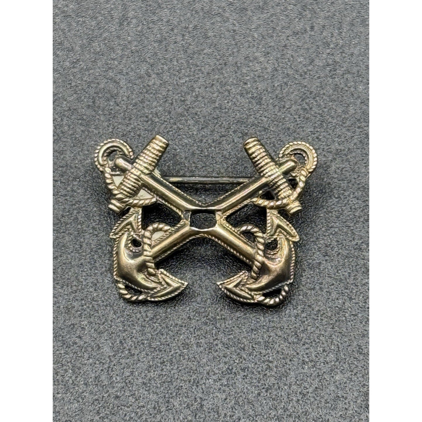 Antique Sterling Silver 10k Gold Filled Anchor Pin Brooch US Navy P19