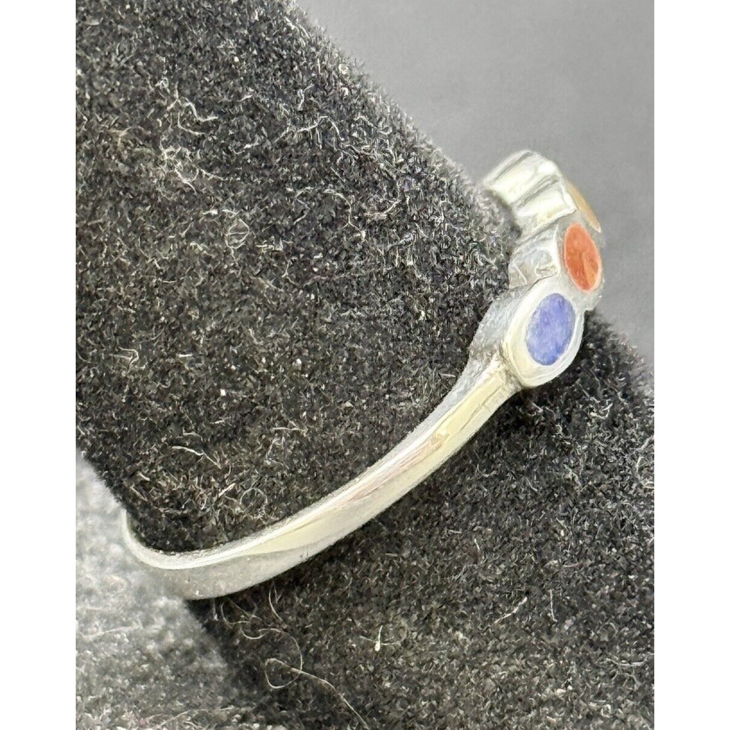 New Condition Sterling Silver Multi Gemstone 4-Stone Ring Size 6.75