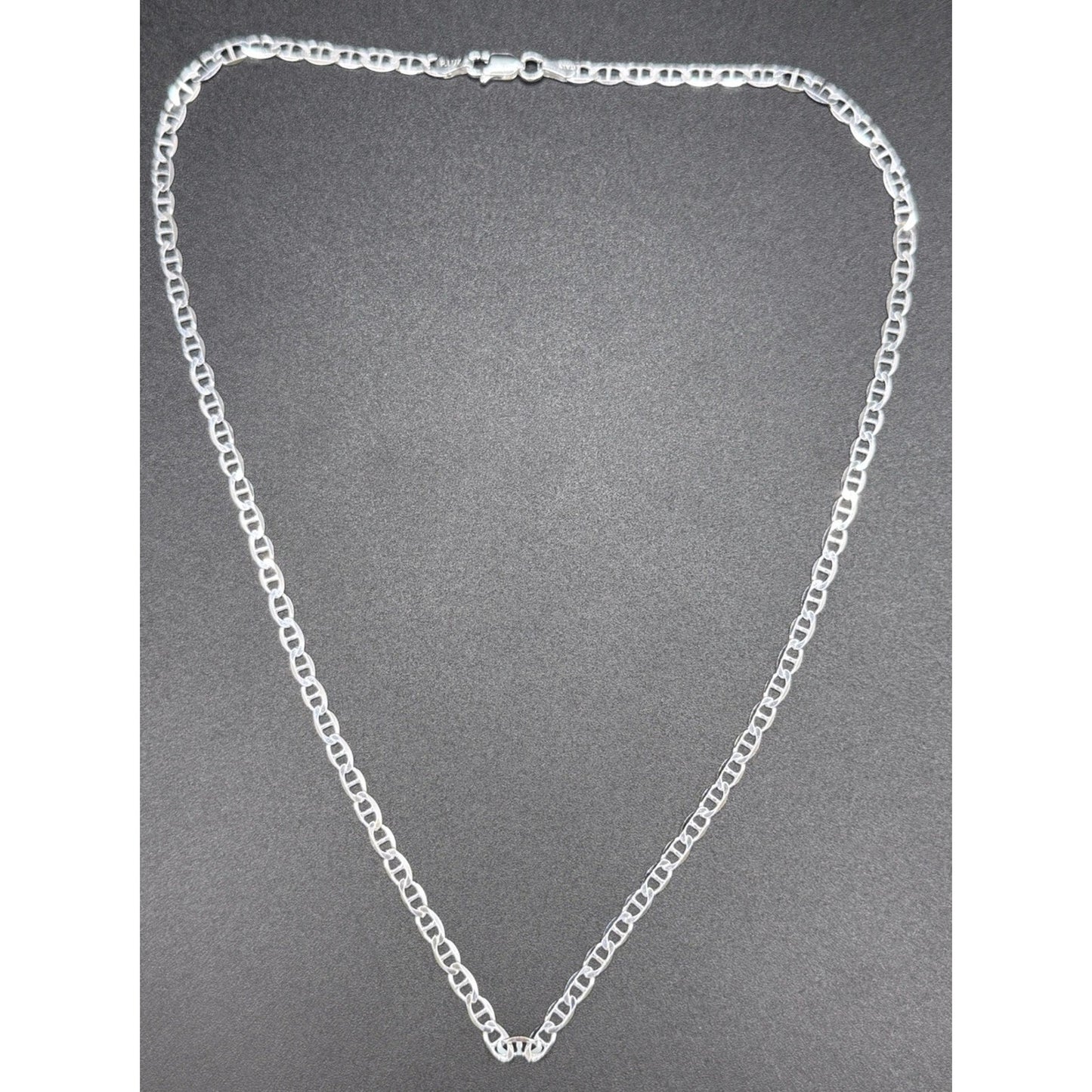 New Condition 18” Sterling Silver Flat Marina Chain Necklace 3.50MM 6 Grams