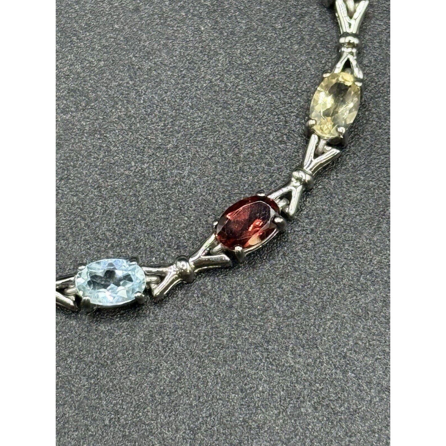 New Condition 7” Sterling Silver Genuine Multi Gemstone Bracelet 925