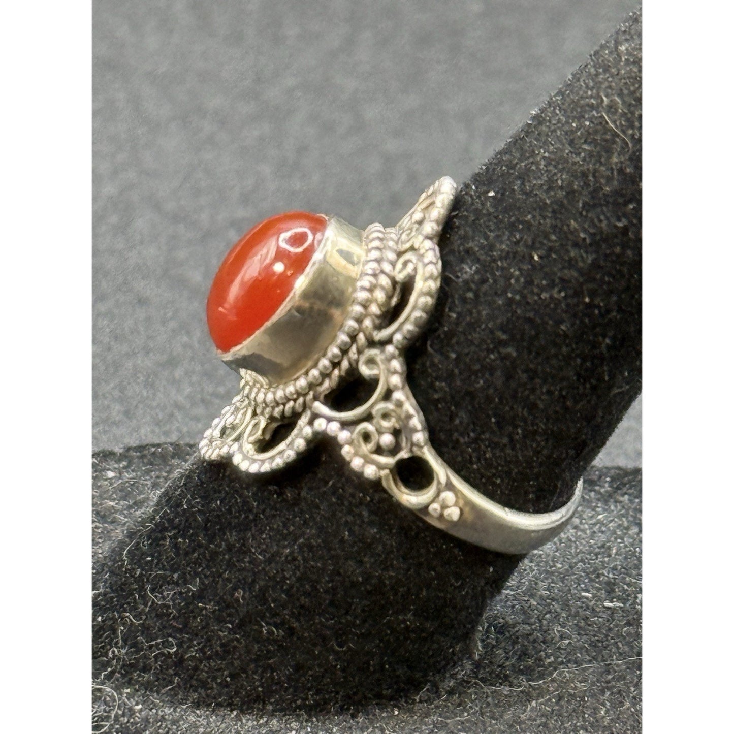 New Condition Sterling Silver Carnelion Genuine Ring Size 6.00 925 P19