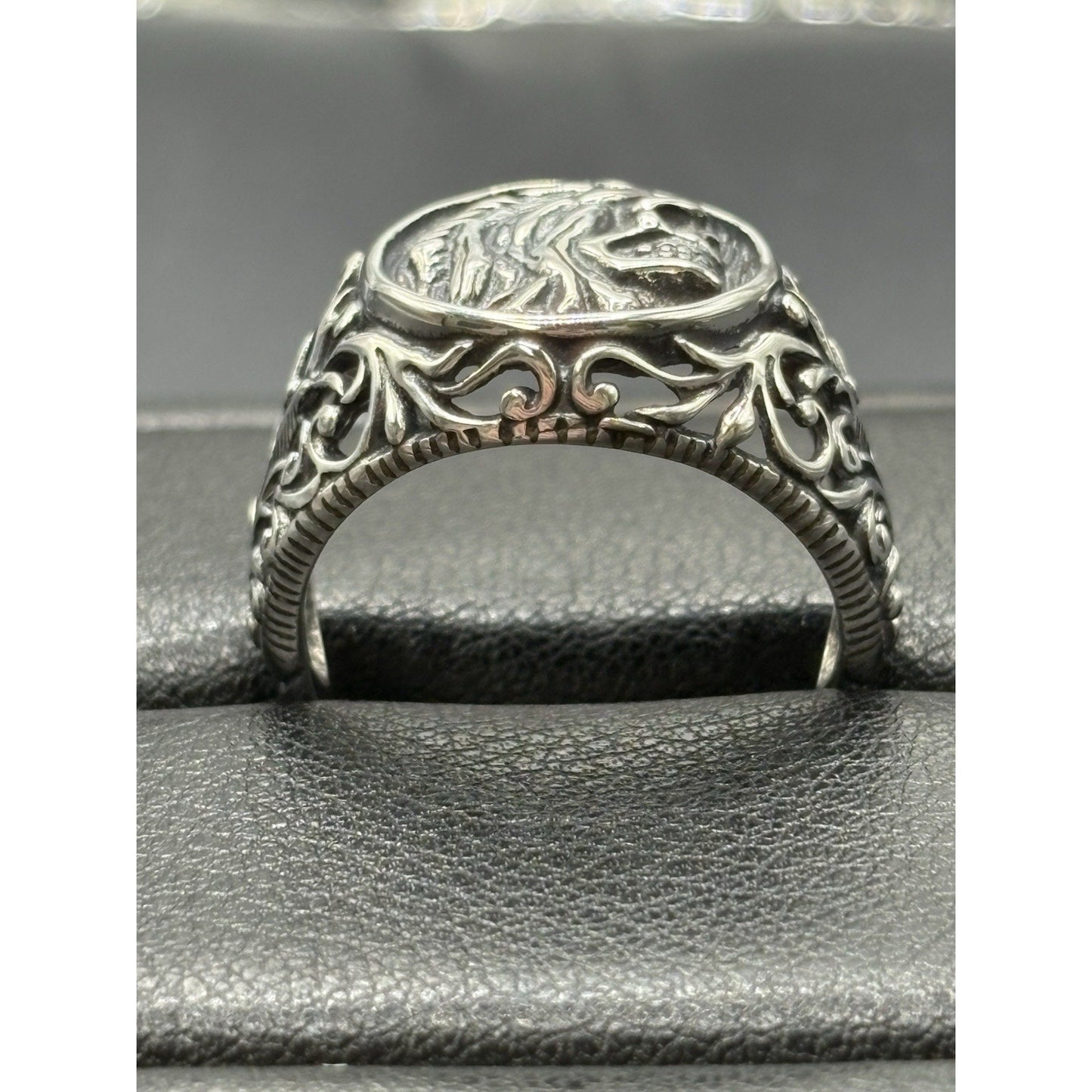 New Condition Sterling Silver Indian Skull Ring Size 10 925