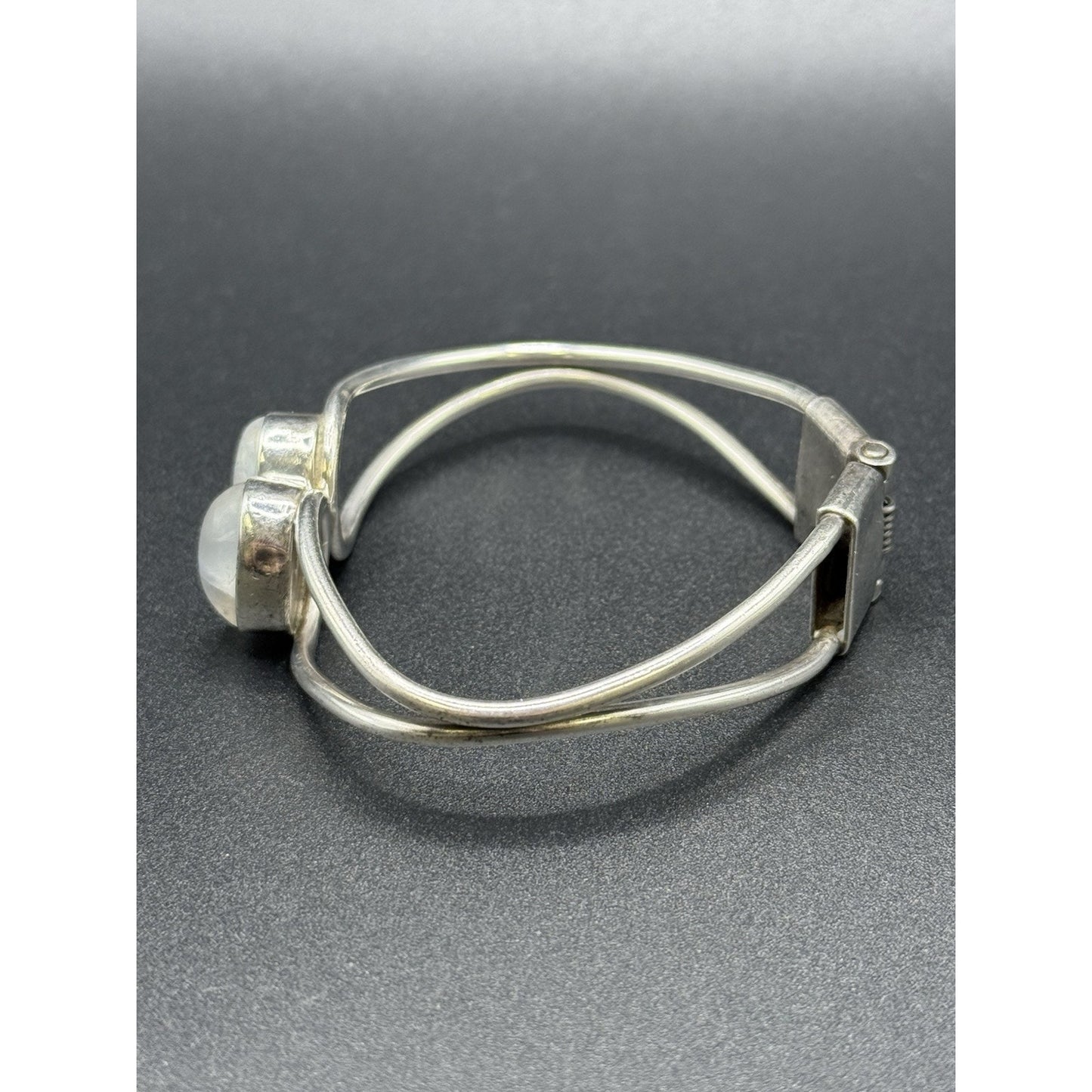 MCM Vintage Sterling Silver Moonstone Hinged Bracelet 37 Grams 925 P10