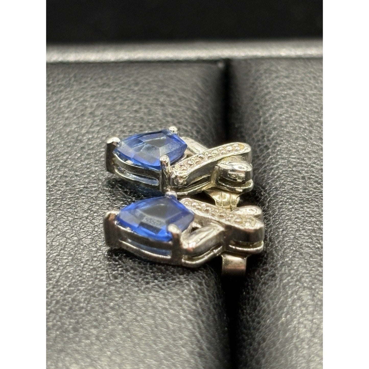 Sterling Silver Blue Cubic Zirconia Stud Earrings 925 W25