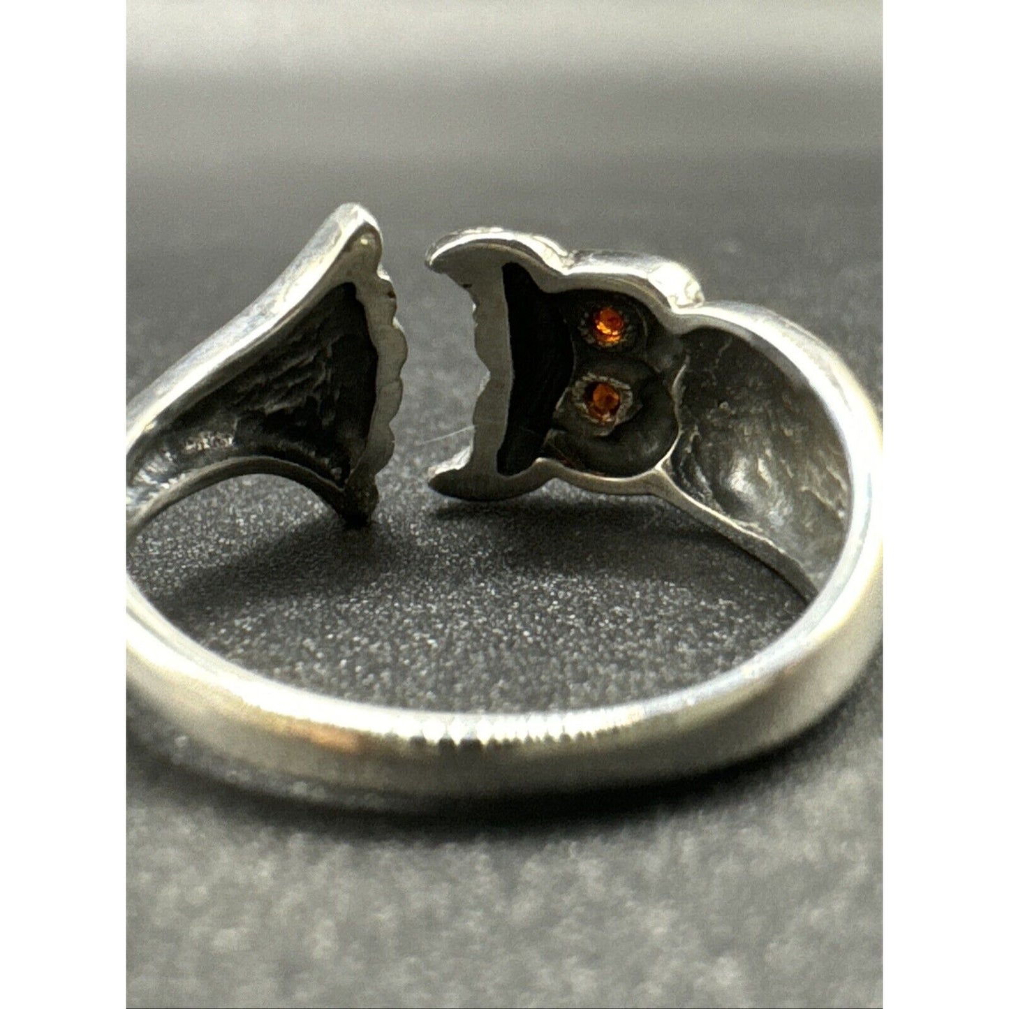 New Condition Sterling Silver Unique Owl Ring 925 Size 7