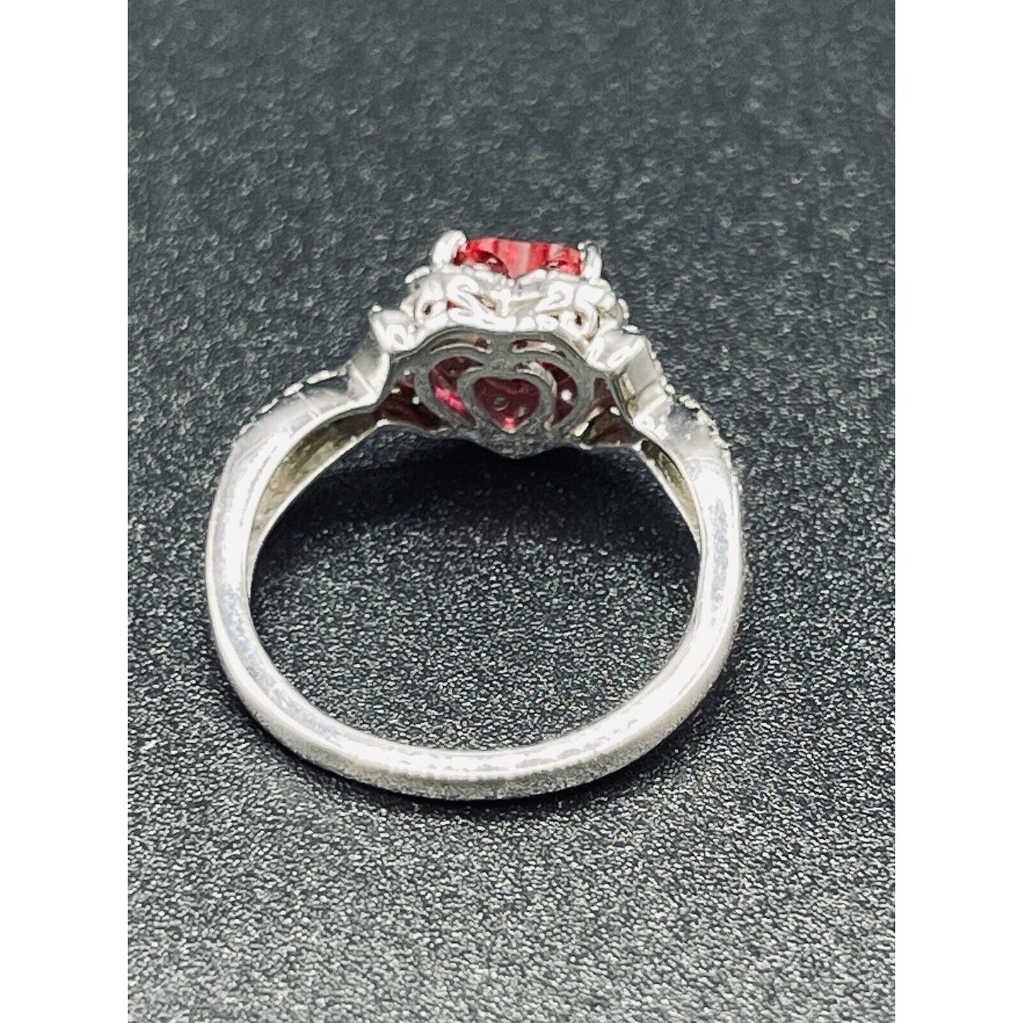 STS Sterling Silver Lab Created Ruby White Sapphire Ring Size 6.50 K18