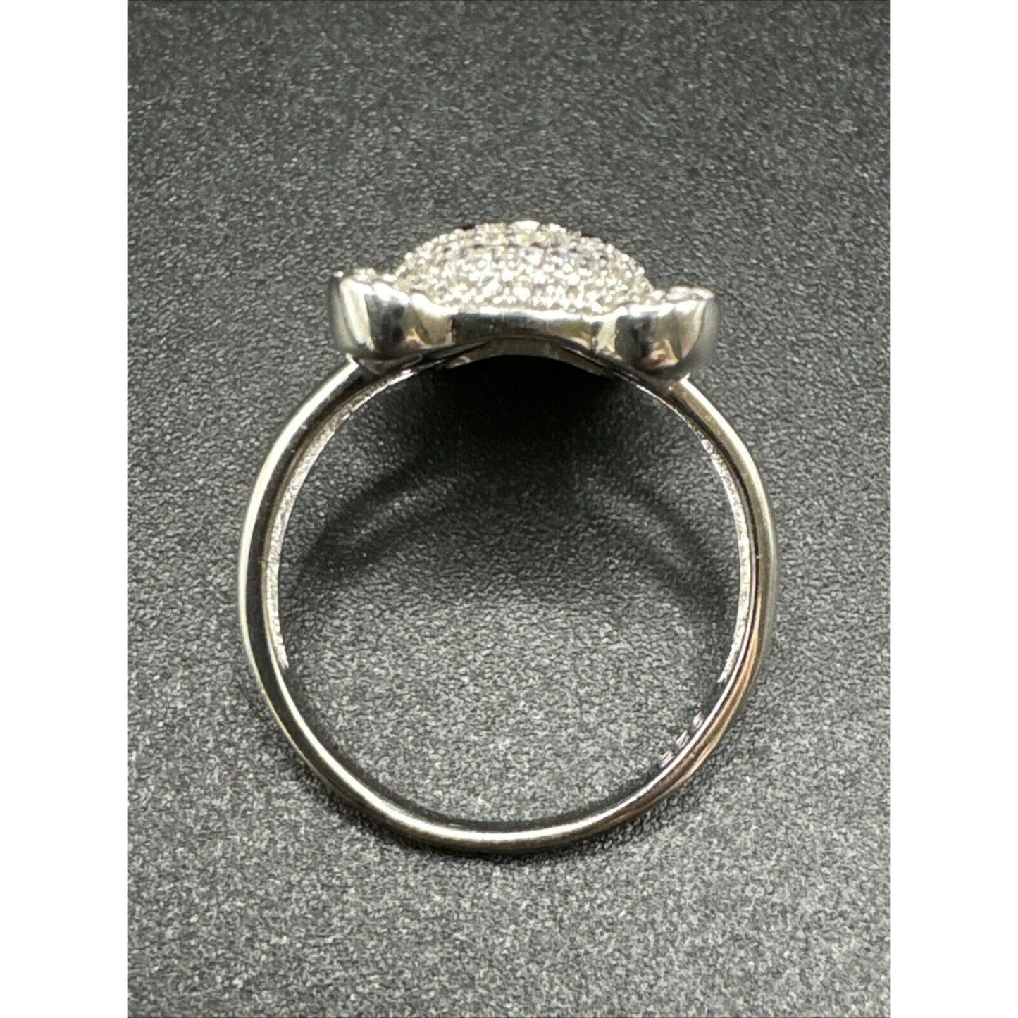 New Condition Sterling Silver CZ Encrusted Teddy Bear Ring 925 Size 7