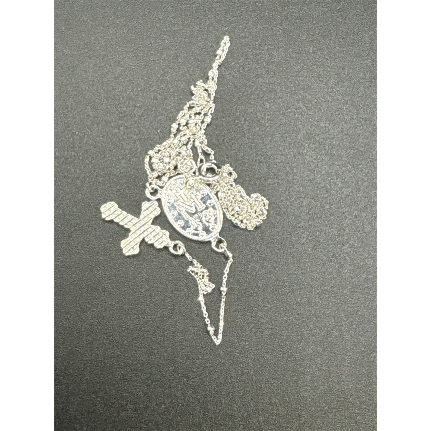 18” New Condition Sterling Silver Rosary Necklace 925