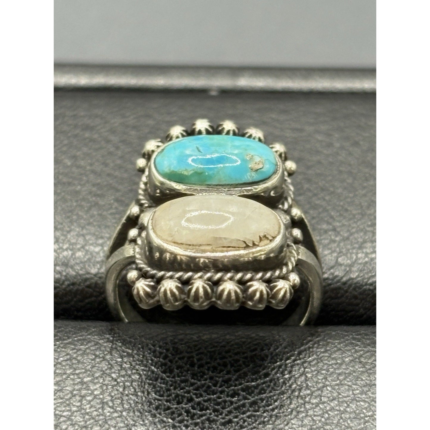 New Condition Sterling Silver Moonstone Turquoise Ring Size 5