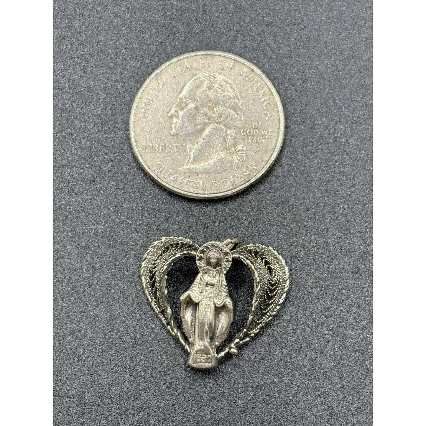 Vintage Sterling Silver Lady Guadeloupe Charm Pendant 925 P6