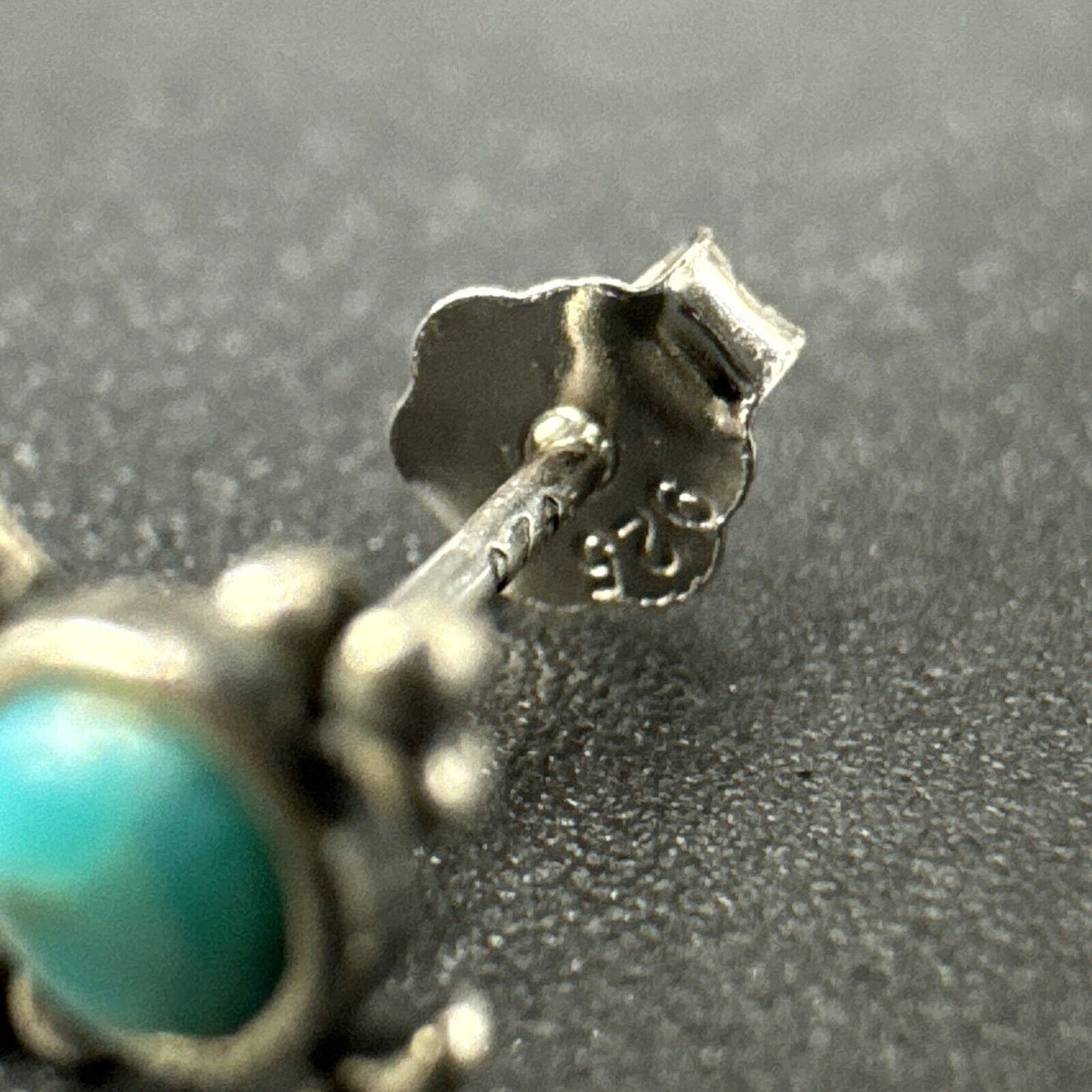 New Condition Sterling Silver Dainty Turquoise Cross Earrings 925