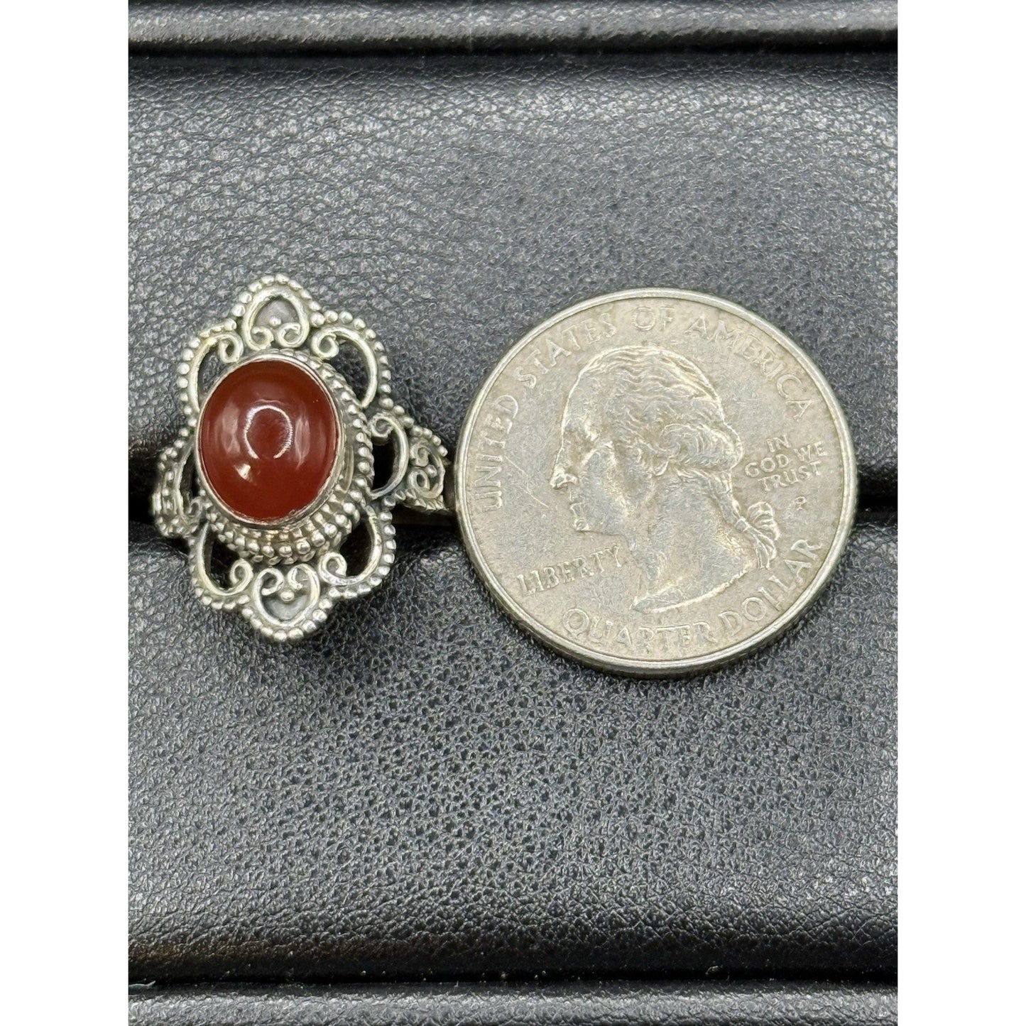 New Condition Sterling Silver Carnelion Genuine Ring Size 6.00 925 P19