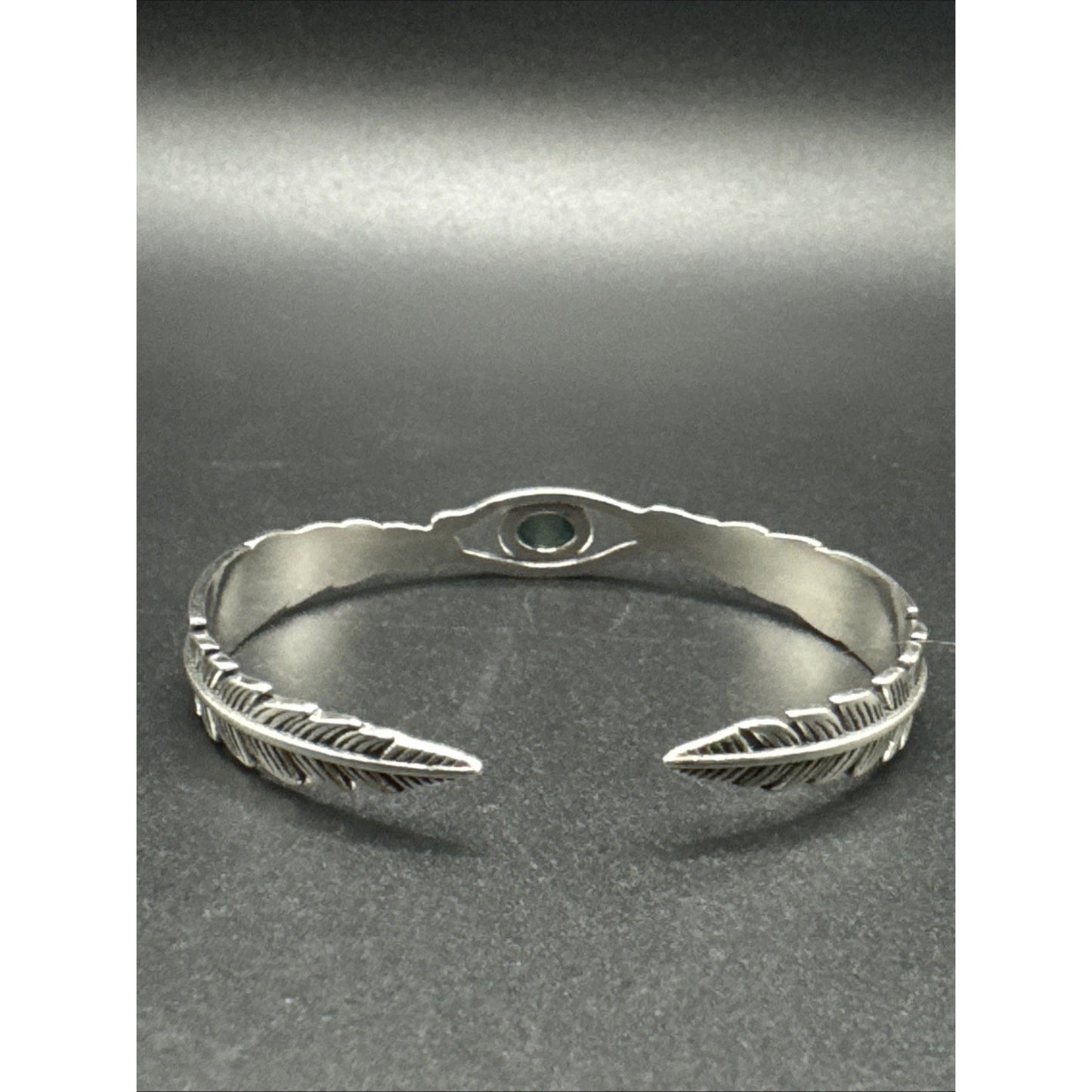 New Condition 7” Sterling Silver Turquoise Feather Cuff Bracelet 925