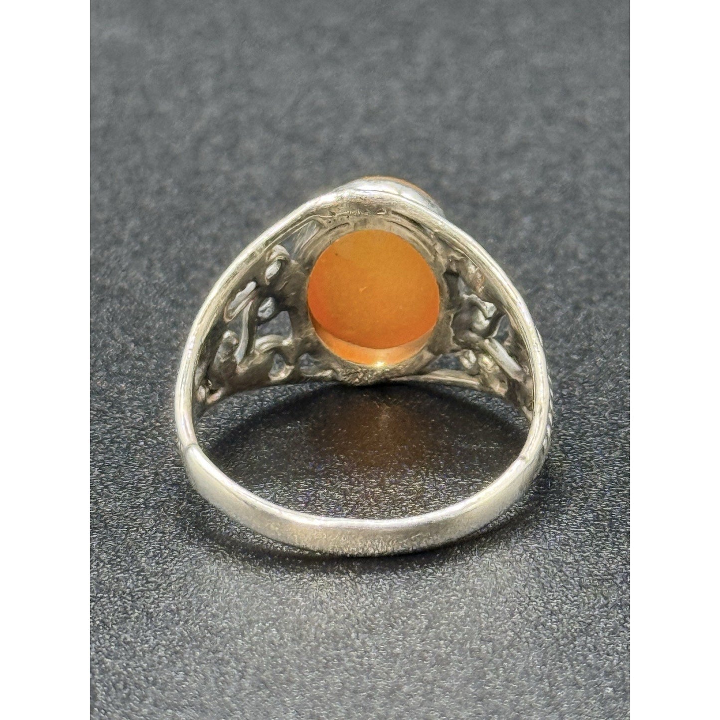 EUC Sterling Silver Carnelian Scroll Genuine Ring Size 7.25 P19