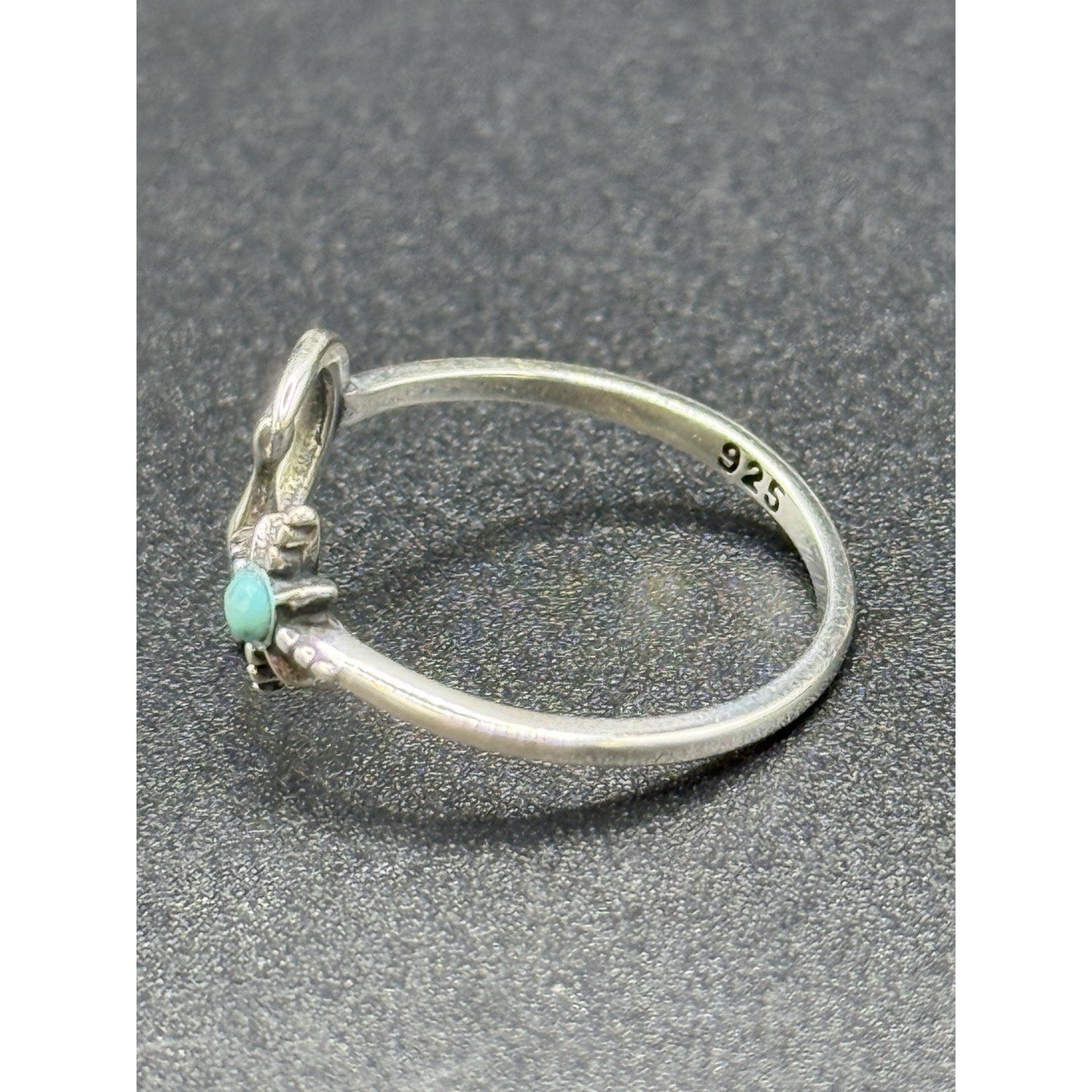 New Condition Sterling Silver Turquoise Moon Cat Star Ring Size 7.00 Adjustable
