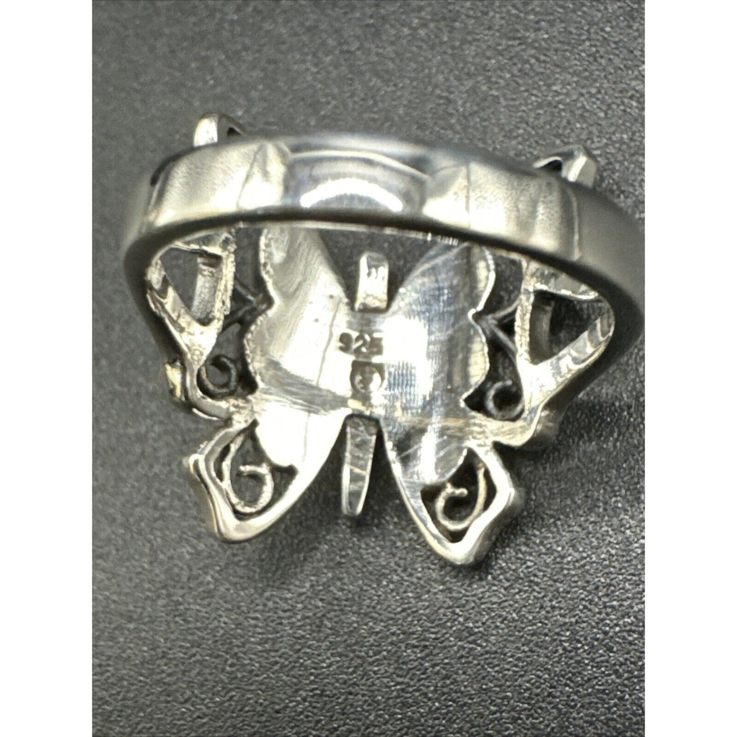 New Condition Sterling Silver Multi Gemstone Butterfly Motif Ring 925 Size 6.75