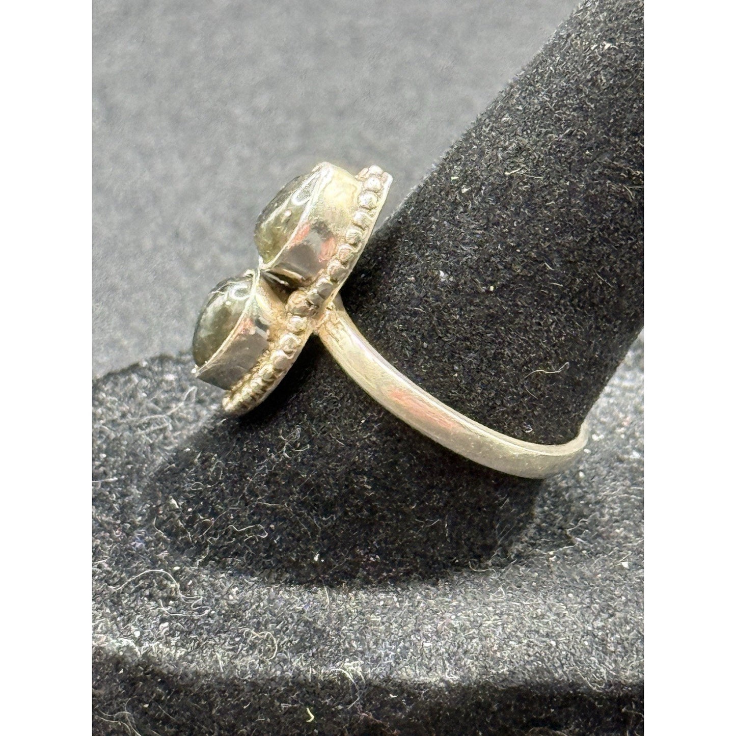 EUC Sterling Silver Double Labroadorite Ring Size 7.50 Q24