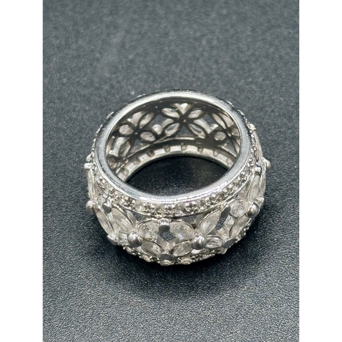Vintage Sterling Silver C.Z. Open Eternity Band Size 6.00 Small Stone MissingM10