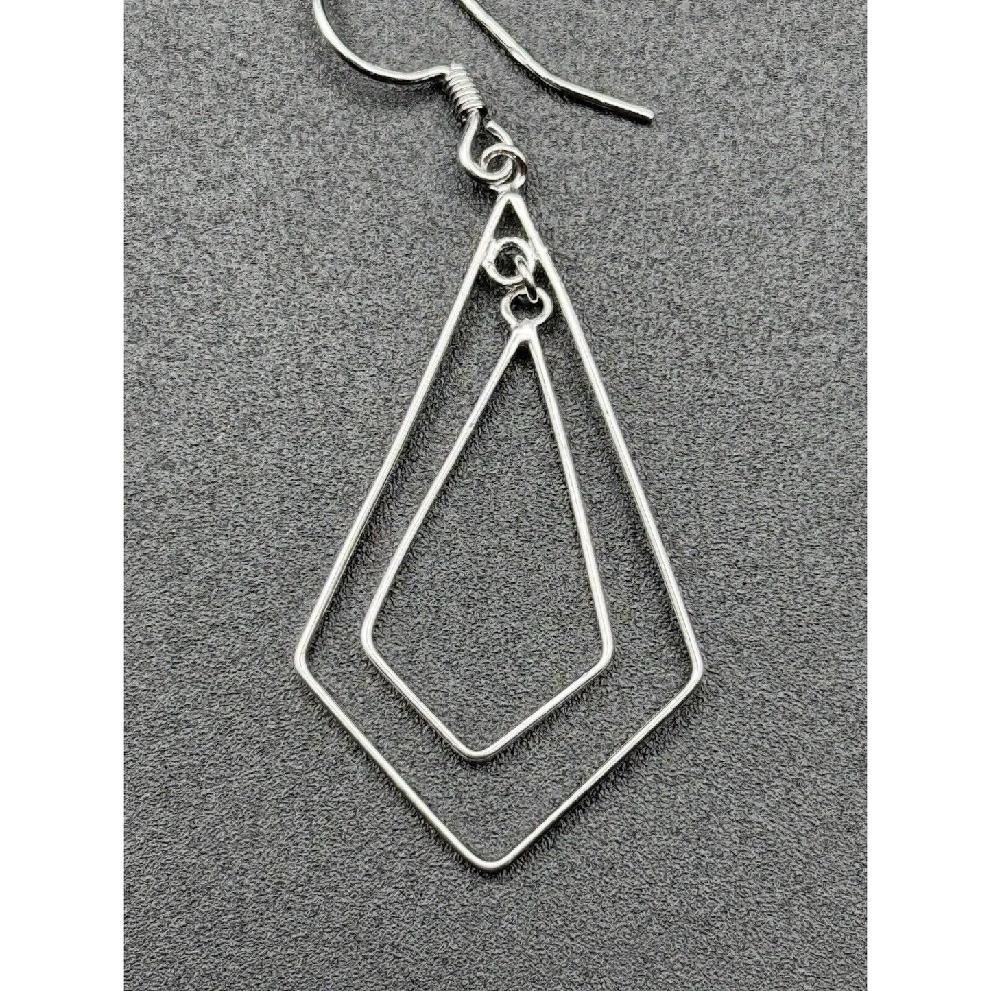 Modernist Sterling Silver 925 Double Dangle Geometric Earrings N12