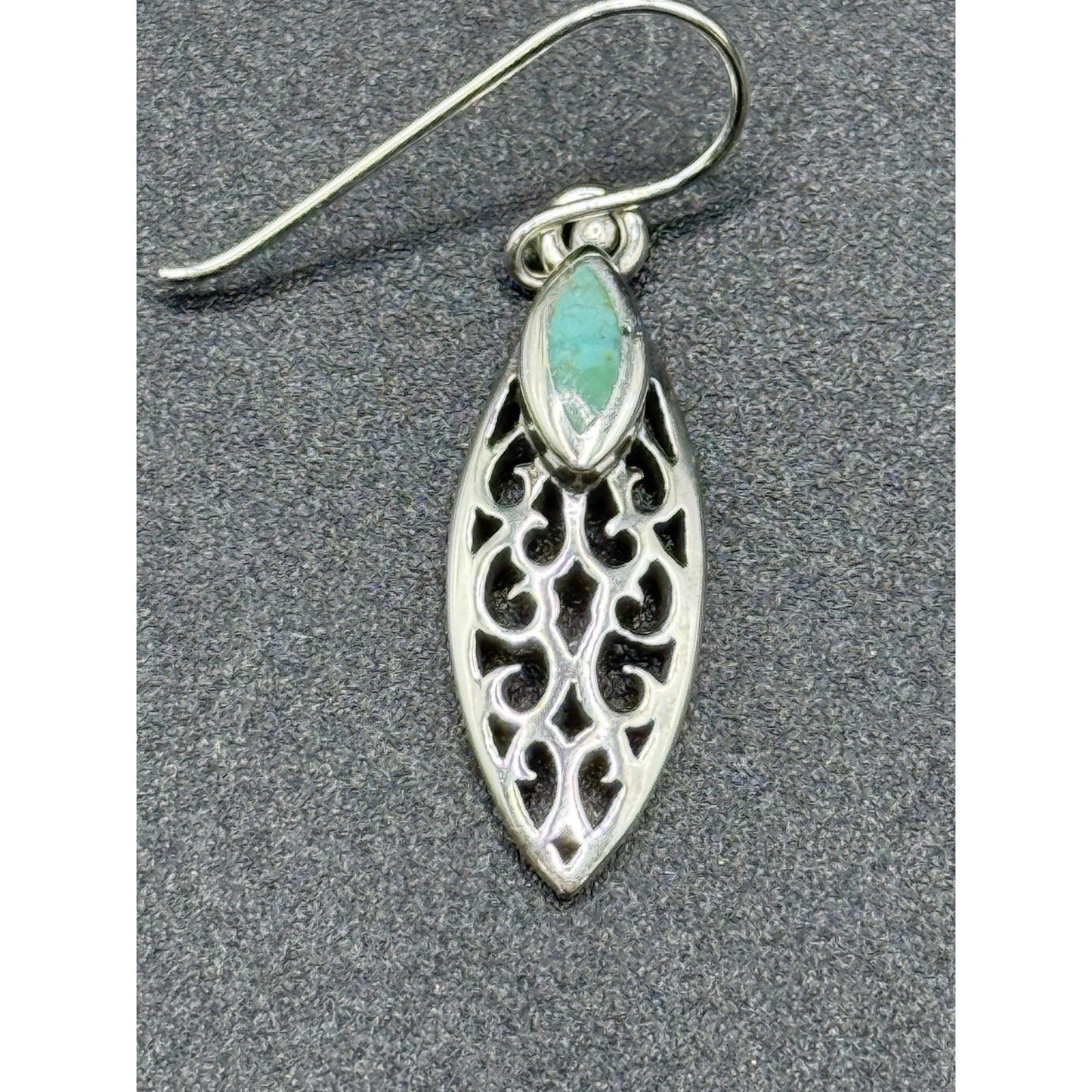 New Condition Sterling Silver Genuine Turquoise Dangle Earrings 925