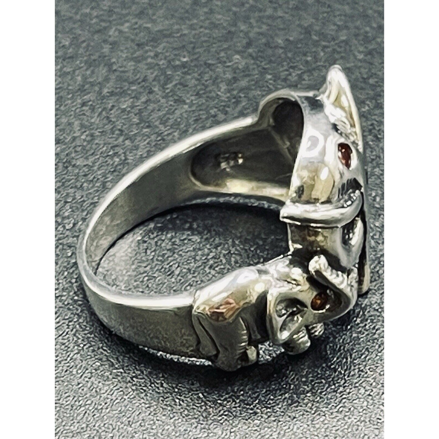 New Condition Sterling Silver Red Cubic Zirconia Elephants Ring Size 6.50
