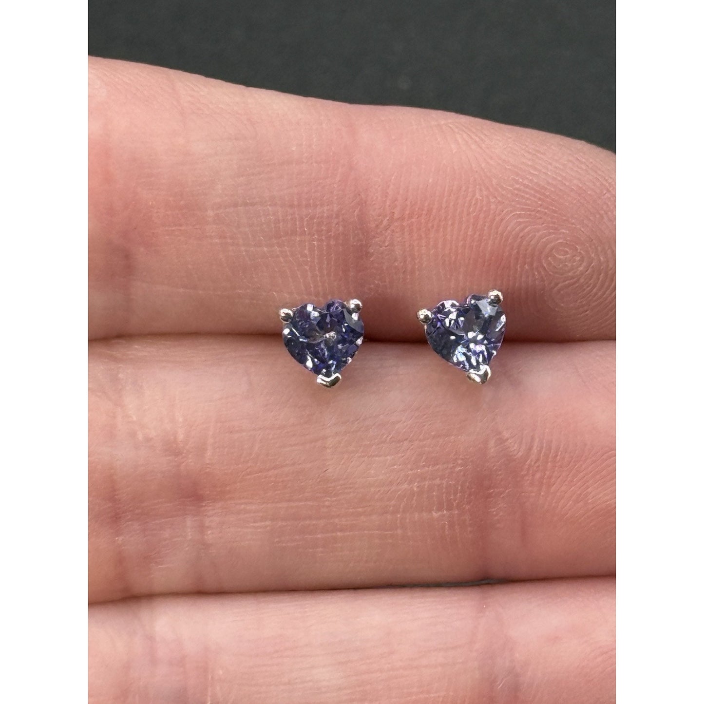 NOS JTV Sterling Silver Genuine Tanzanite Heart Studs N19