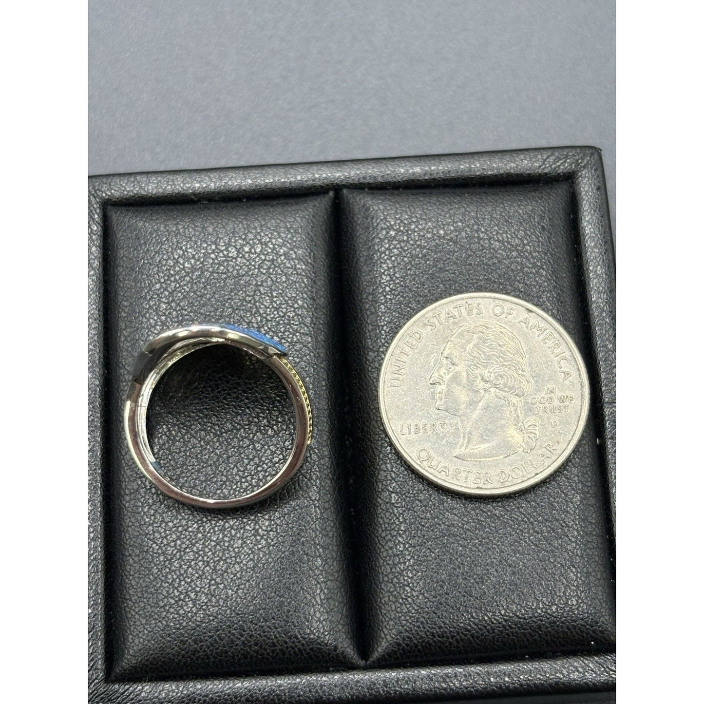 New Condition Two Tone Lab Blue Opal Ring Size 7
