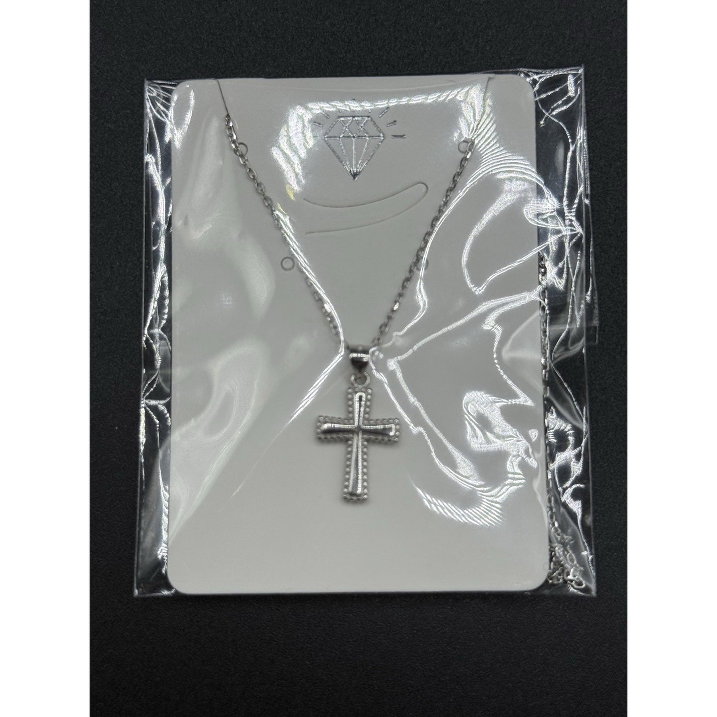 18” New Condition Sterling Silver Cross Bead Pendant Necklace 925