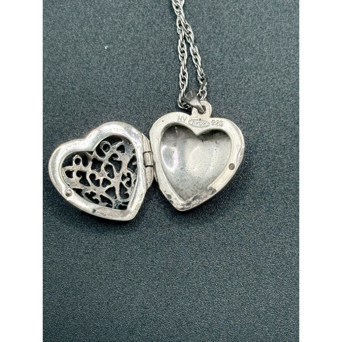 Sterling Silver Scroll Heart Locket 24” Chain M14